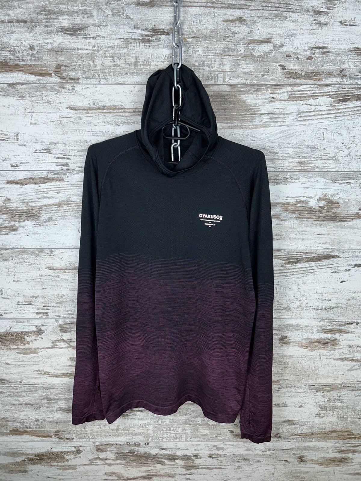 image of Mens Vintage Nike Gyakusou Undercover Longsleeve T-Shirt Y2K in Black/Burgundy (Size Small)