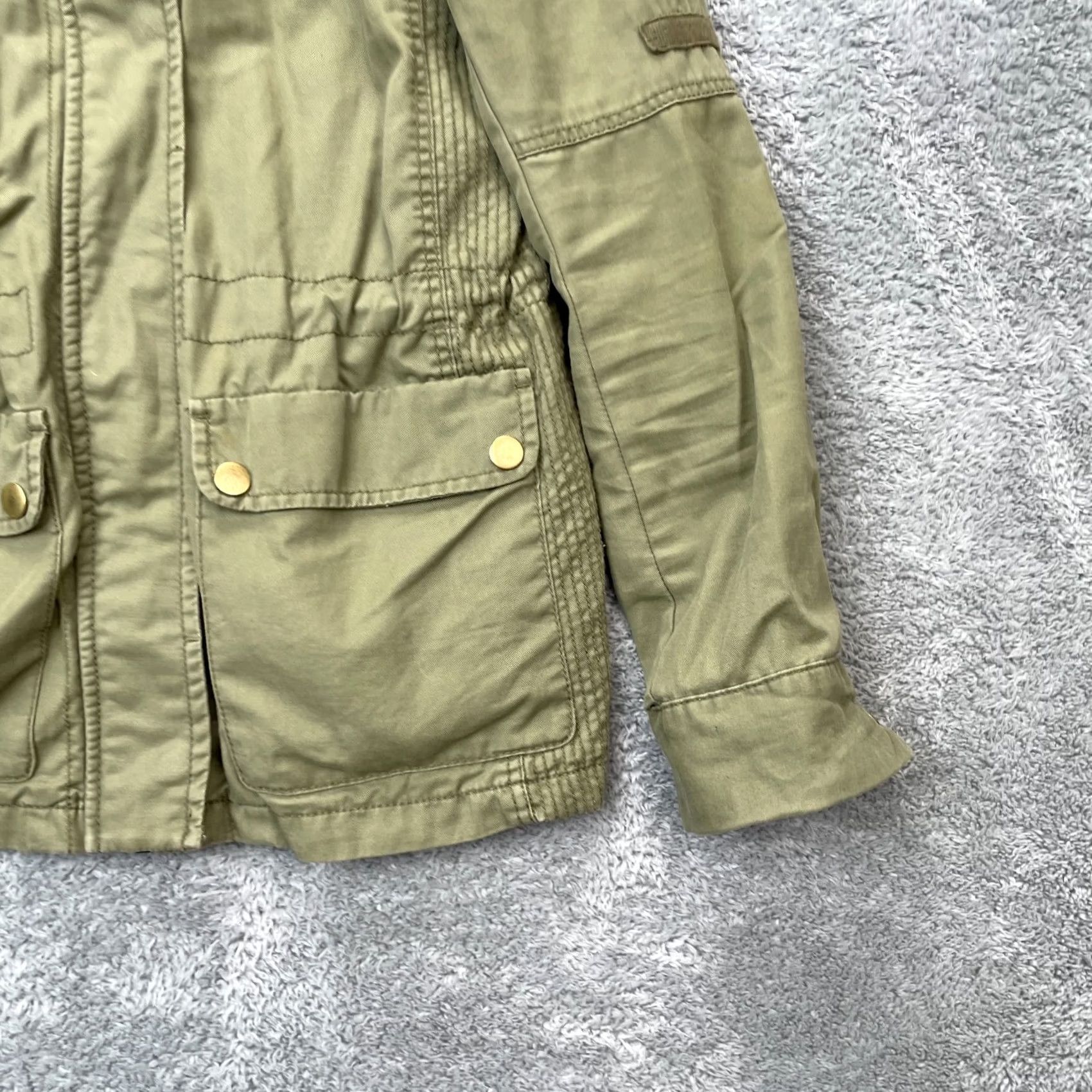 H&M H and M Jacket Womens Green Military Coat Utility Army Field Canvas Full Zip 8 Size M / US 6-8 / IT 42-44 - 3 Thumbnail