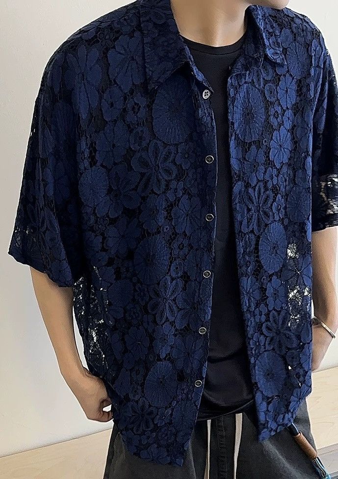 Japanese Brand × Vintage Outdoor retro crochet lace floral relaxed fit shirt Size US XXL / EU 58 / 5 - 1 Thumbnail