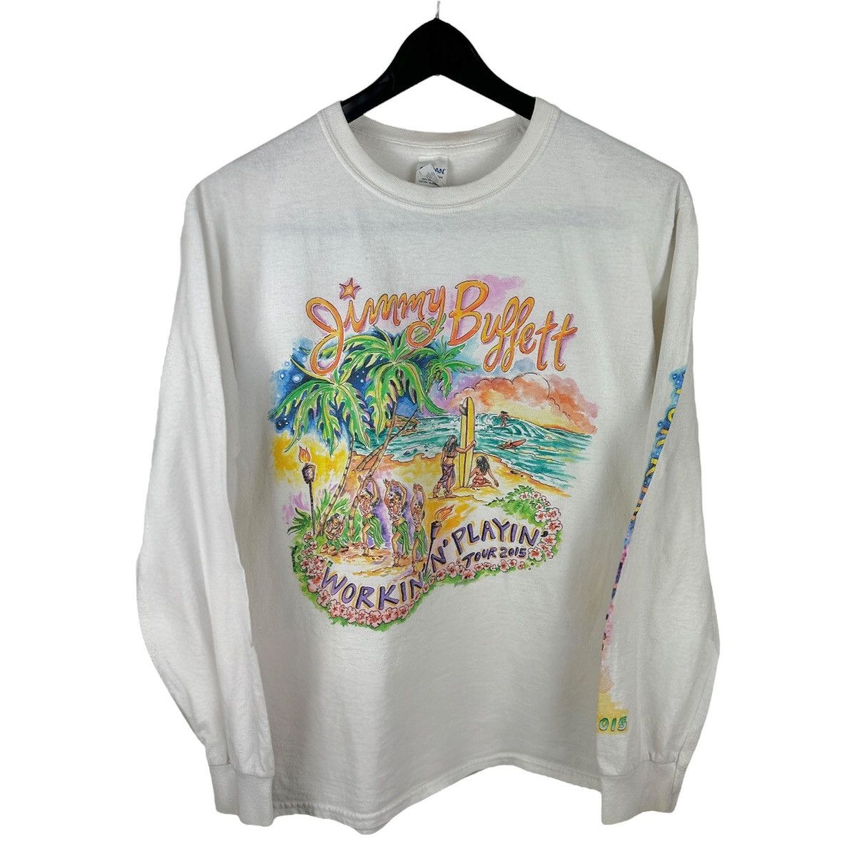 Band Tees Mens Y2K Jimmy Buffett Long Sleeve Band Shirt Size US M / EU 48-50 / 2 - 1 Thumbnail