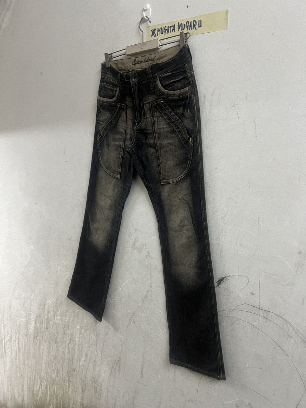 Designer × Hysteric Glamour × Japanese Brand FLARED🔥BLACK FADED SPICE ISLAND DISTRESS DENIM PANT Size US 31 - 10 Thumbnail