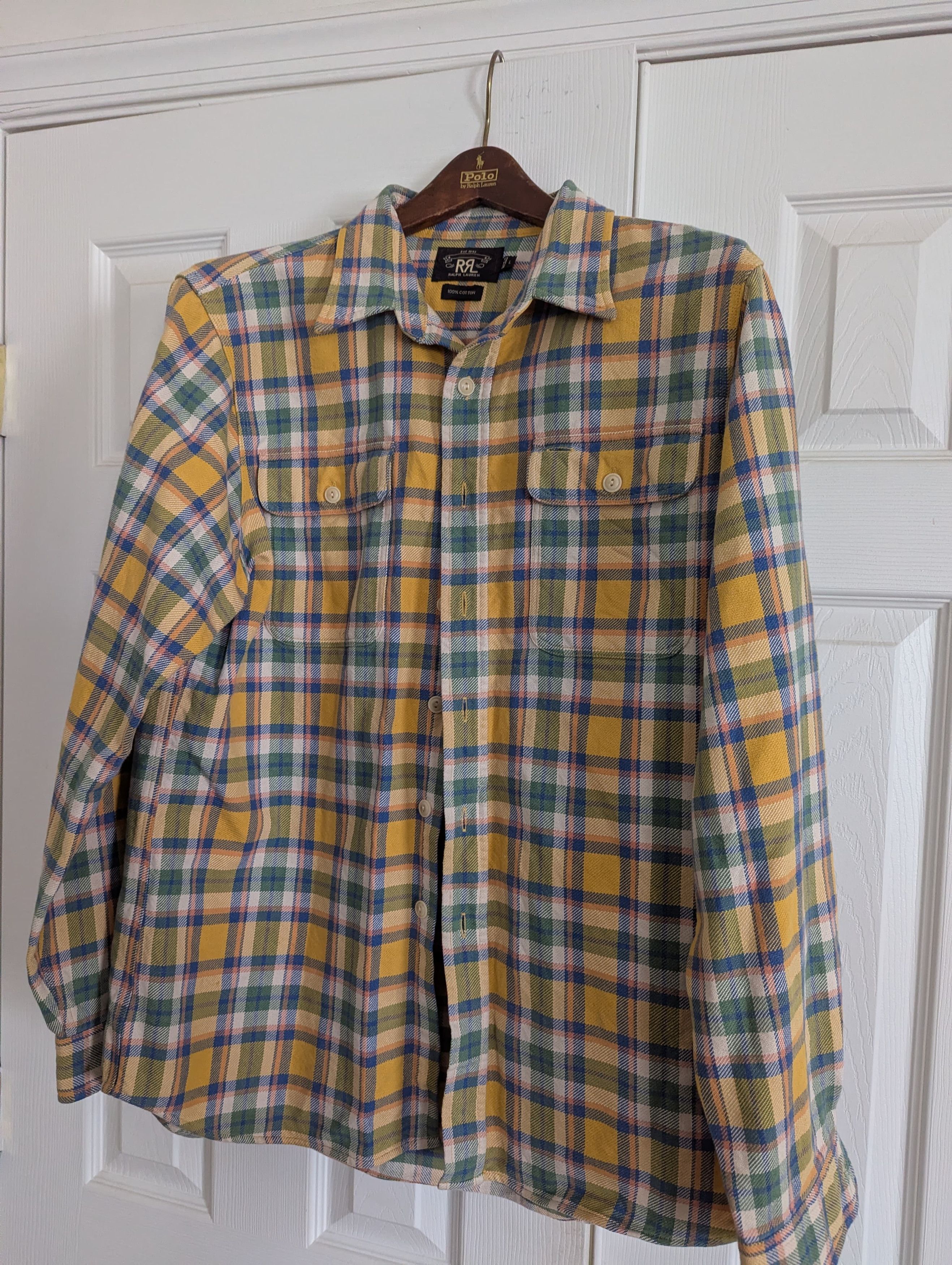 RRL Ralph Lauren Flannel Cotton Shirt Size US L / EU 52-54 / 3 - 1 Thumbnail
