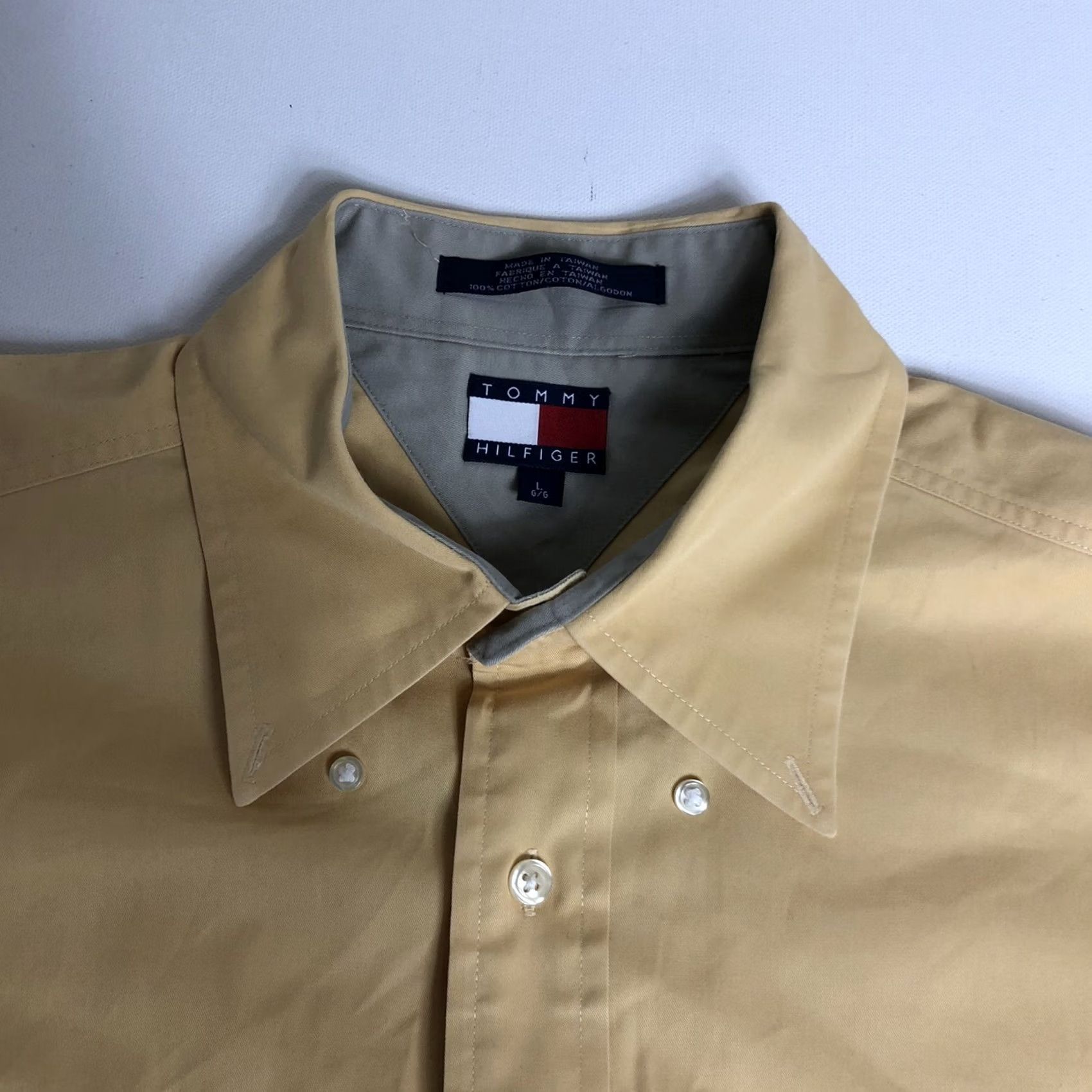 Tommy Hilfiger Tommy Hilfiger Mens Yellow Long sleeve Button Down Dress Shirt Large M82 Size 42R - 5 Thumbnail