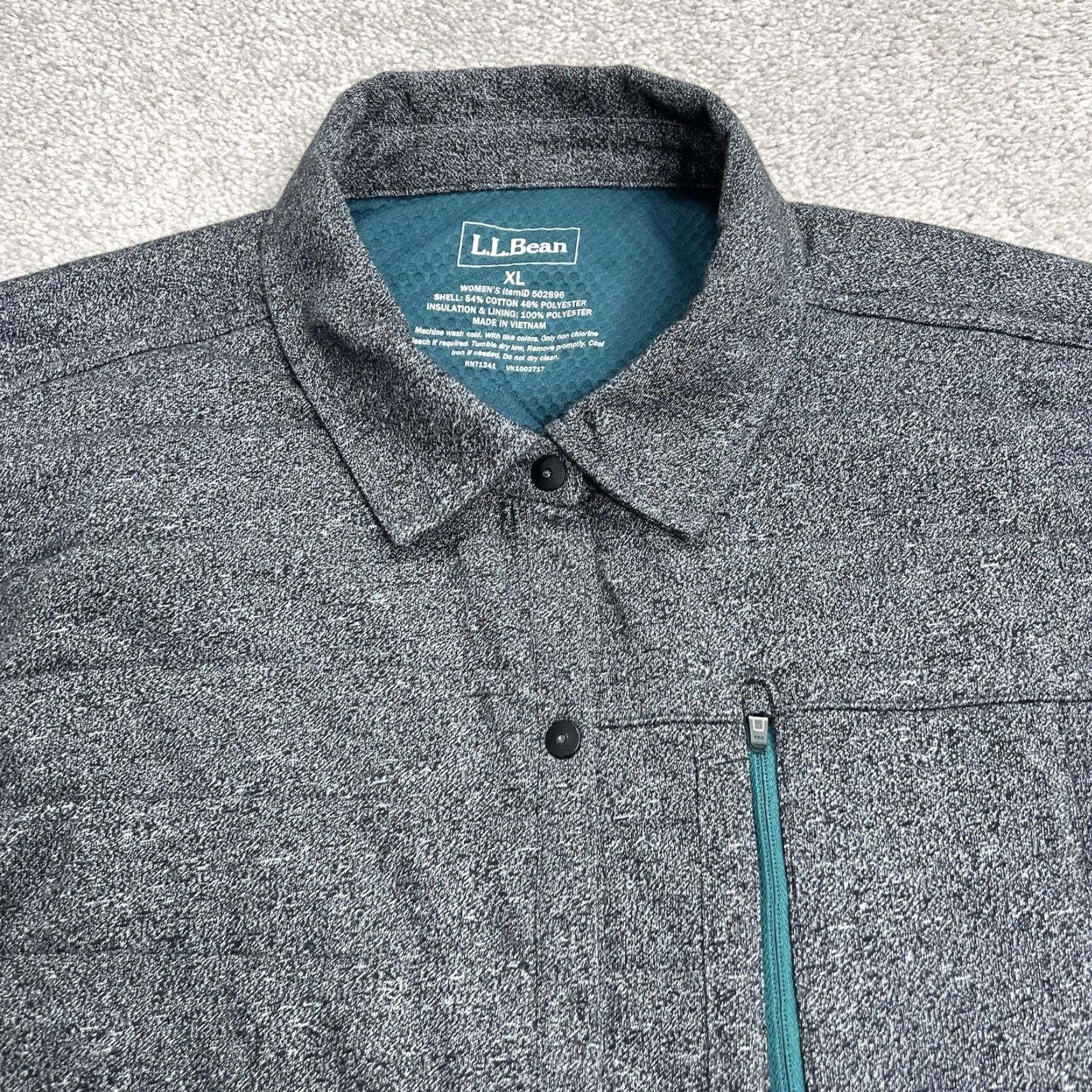Vintage LL Bean Jacket Women XL Insulated Primaloft Ribbed Snap Button Hiking Shacket Gray Pockets Size XL / US 12-14 / IT 48-50 - 3 Thumbnail
