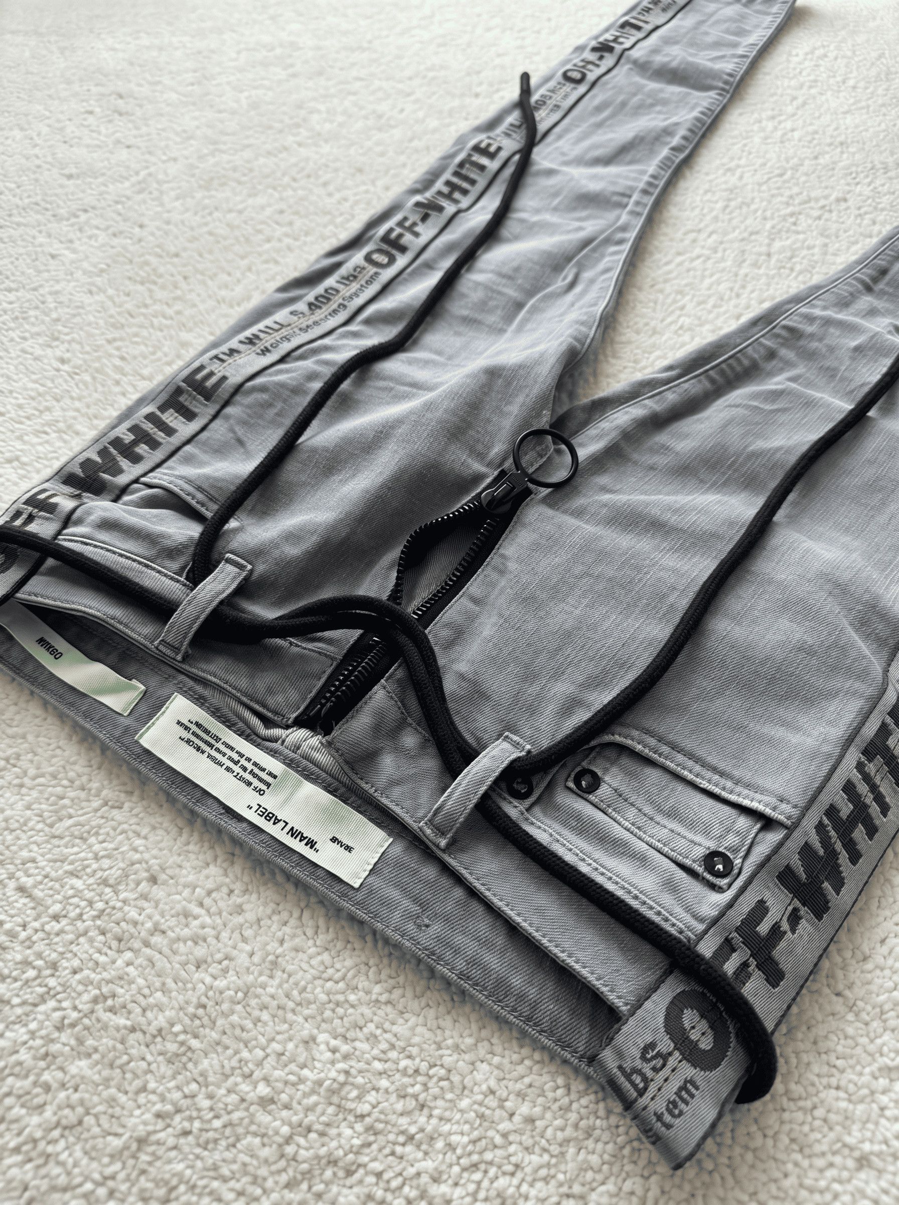 Off-White Off-White Diag Strap Skinny Denim Pants Grey Size 26 Size 26" / US 2 / IT 38 - 3 Thumbnail