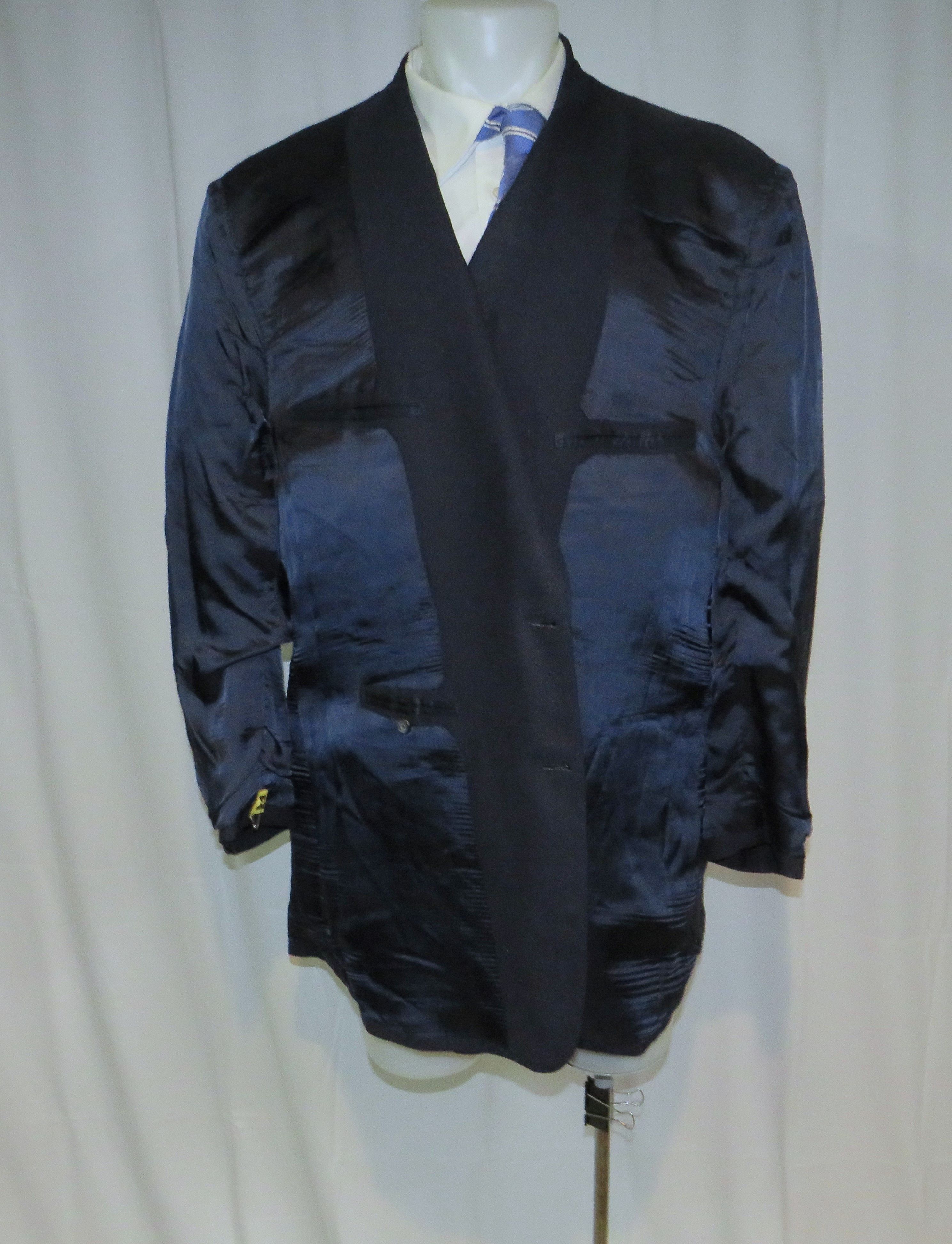 Henry Poole × Savile Row Bespoke Navy Blue Gold Button Blazer 46XL Size 46L - 10 Thumbnail