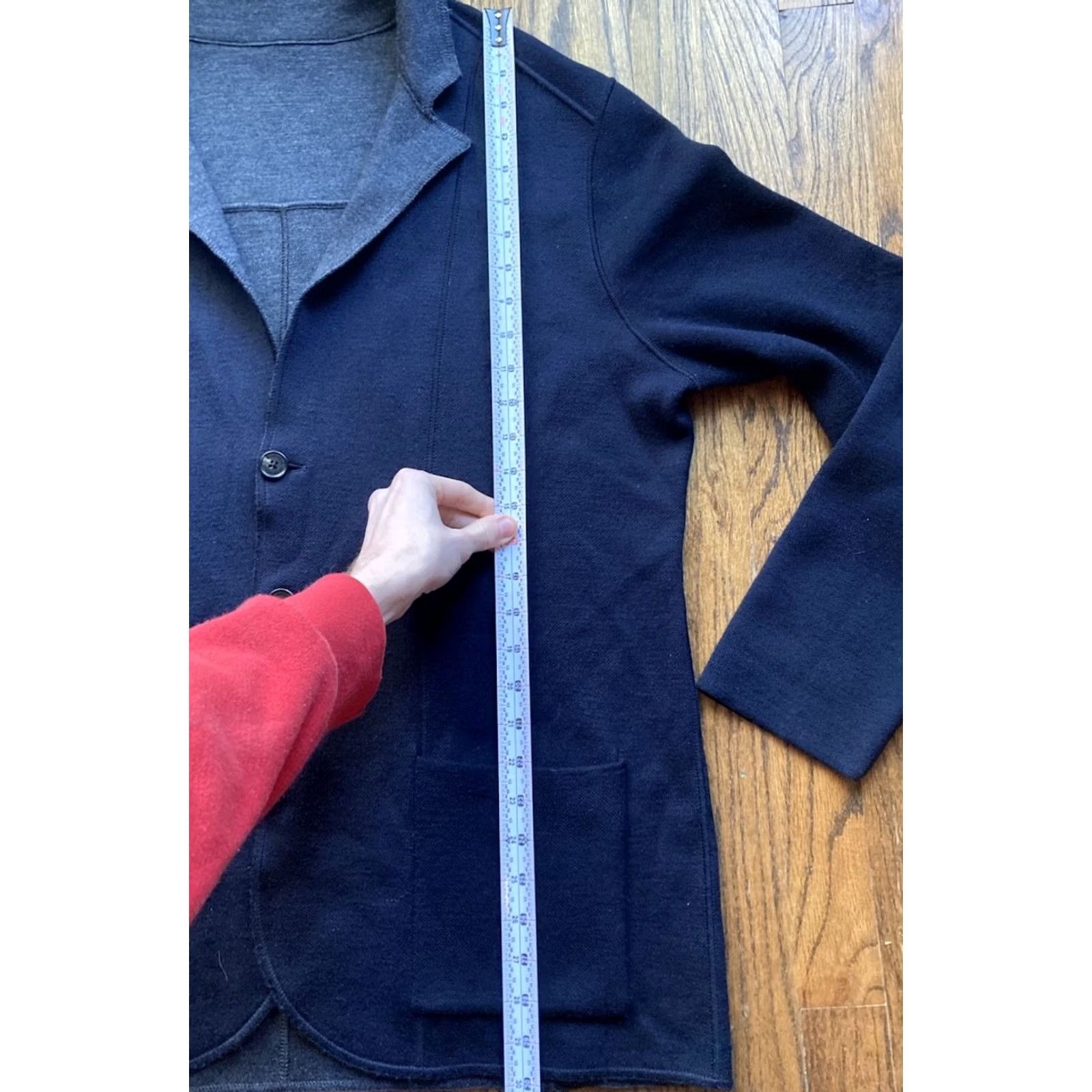 Vintage Maurizio Baldassari Sweater Jacket Mens 56 EU Reversible Jamaica Wool Swacket Navy Blue/Gray 2XL Cardigan Reversible Knit Wool Nylon Lyca Size US XXL / EU 58 / 5 - 6 Thumbnail