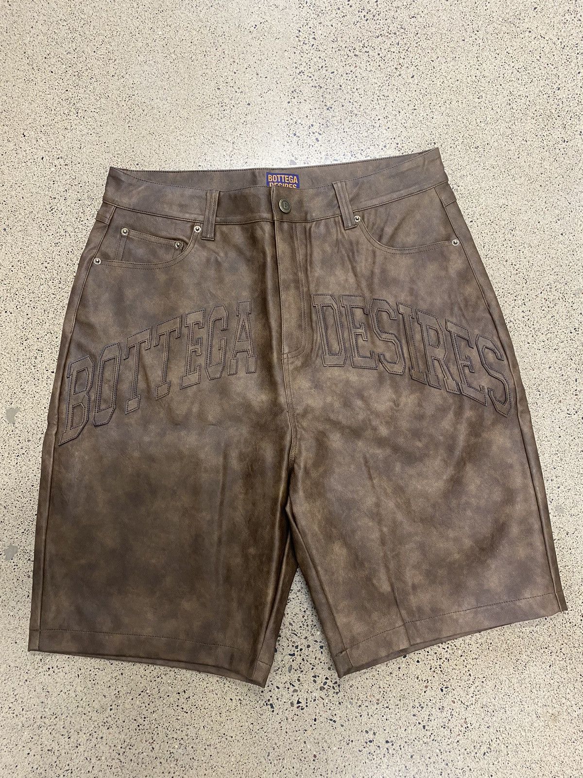 💀Bottega Desires Brown Leather Shorts💀
