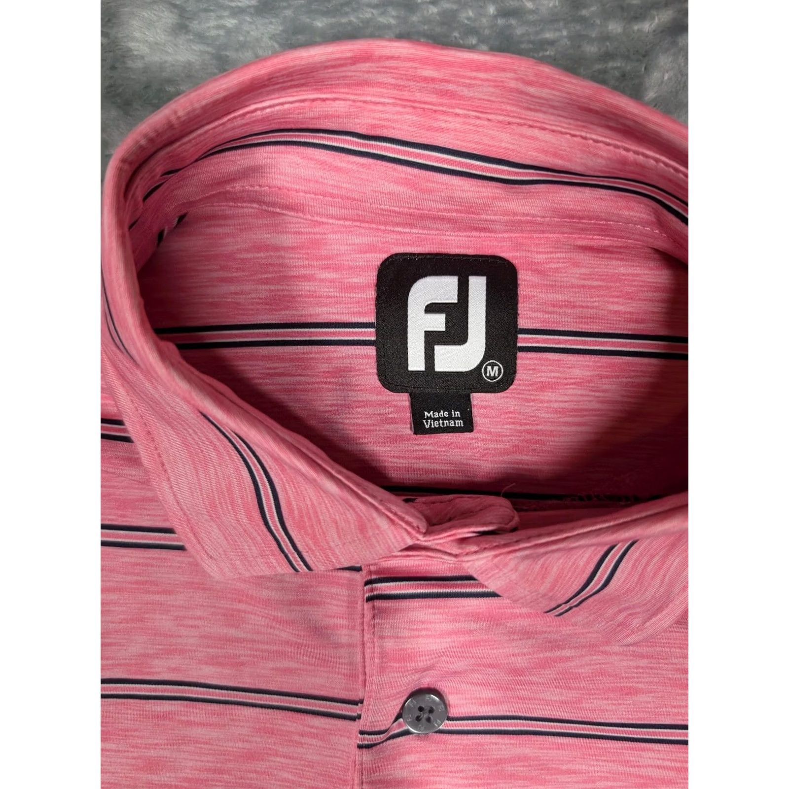 Footjoy FootJoy Polo Shirt Mens M Pink Striped Performance Golf 12 Oaks Embroidered Size US M / EU 48-50 / 2 - 4 Thumbnail