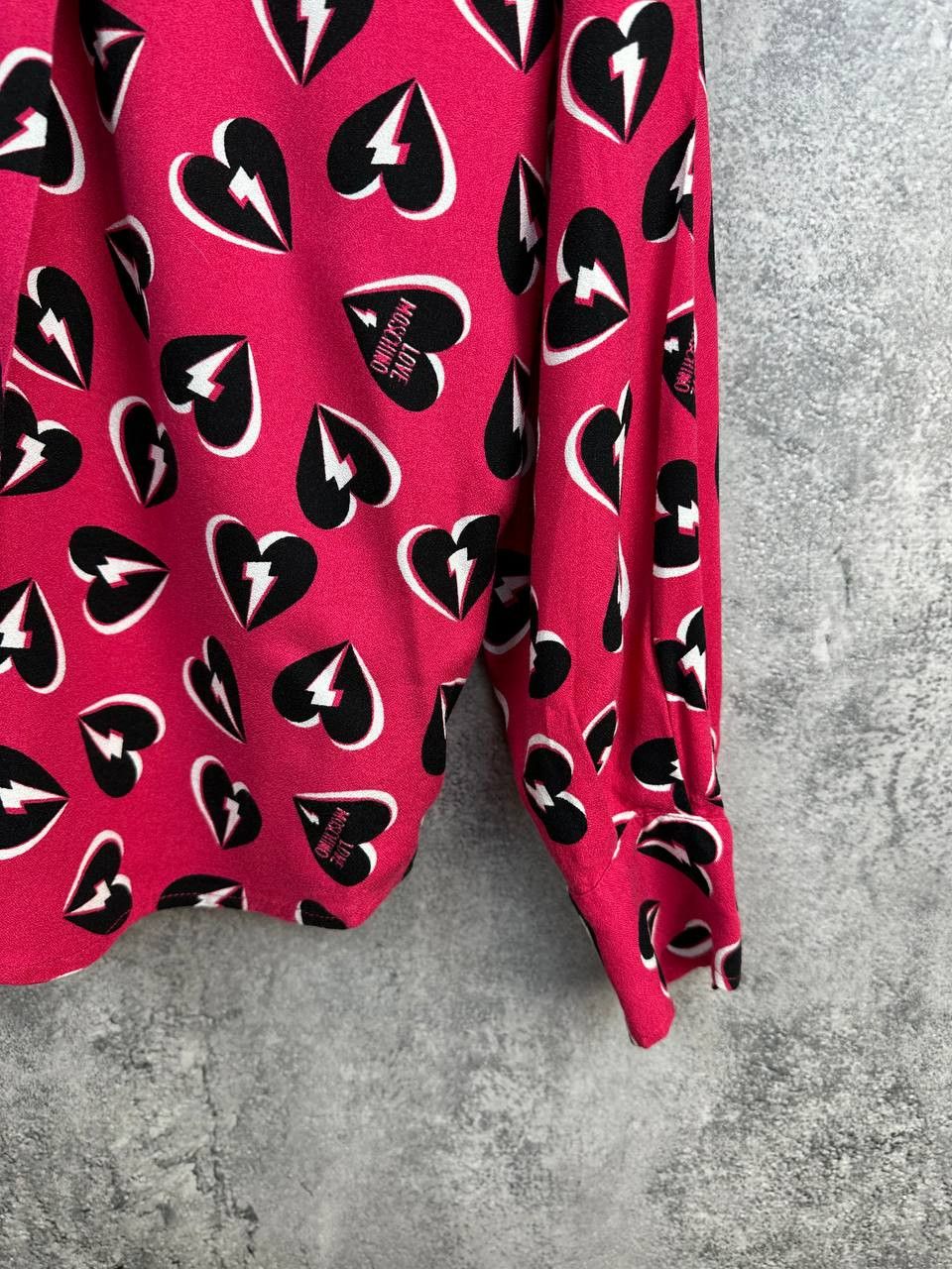 Love Moschino Love Moschino Shirt Allover Thunder Hearts Tie-Neck Collar Size S / US 4 / IT 40 - 9 Thumbnail