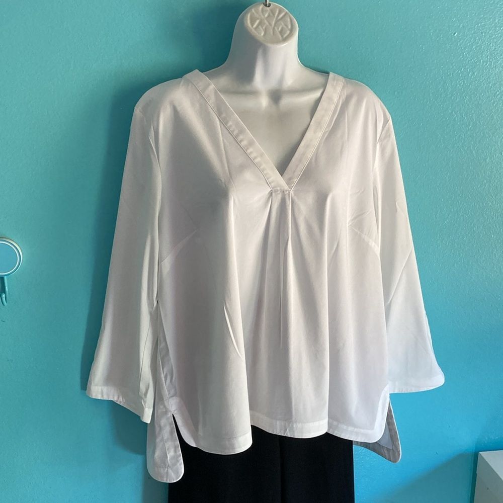 Eileen Fisher J. Jill XL Petite White Cotton Tunic Shirt XLP Size XL / US 12-14 / IT 48-50 - 5 Thumbnail