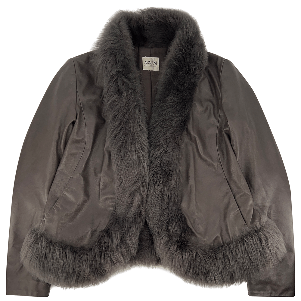 image of Armani Collezioni Fur Lined Jacket in Grey, Women's (Size Small)