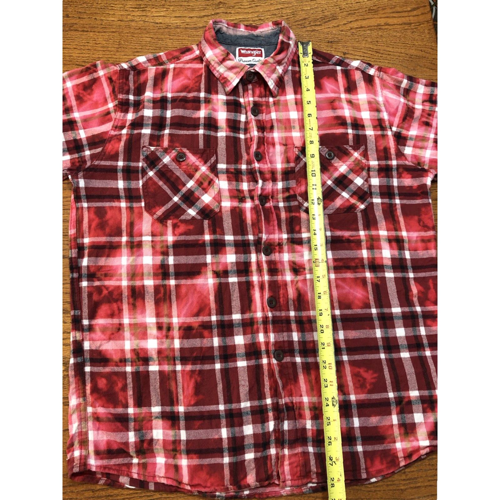 Wrangler VINTAGE Wrangler Long Sleeve Shirt Button Up Mens XL Acid Wash Tie Dye Red Plaid Flannel Size US XL / EU 56 / 4 - 5 Thumbnail