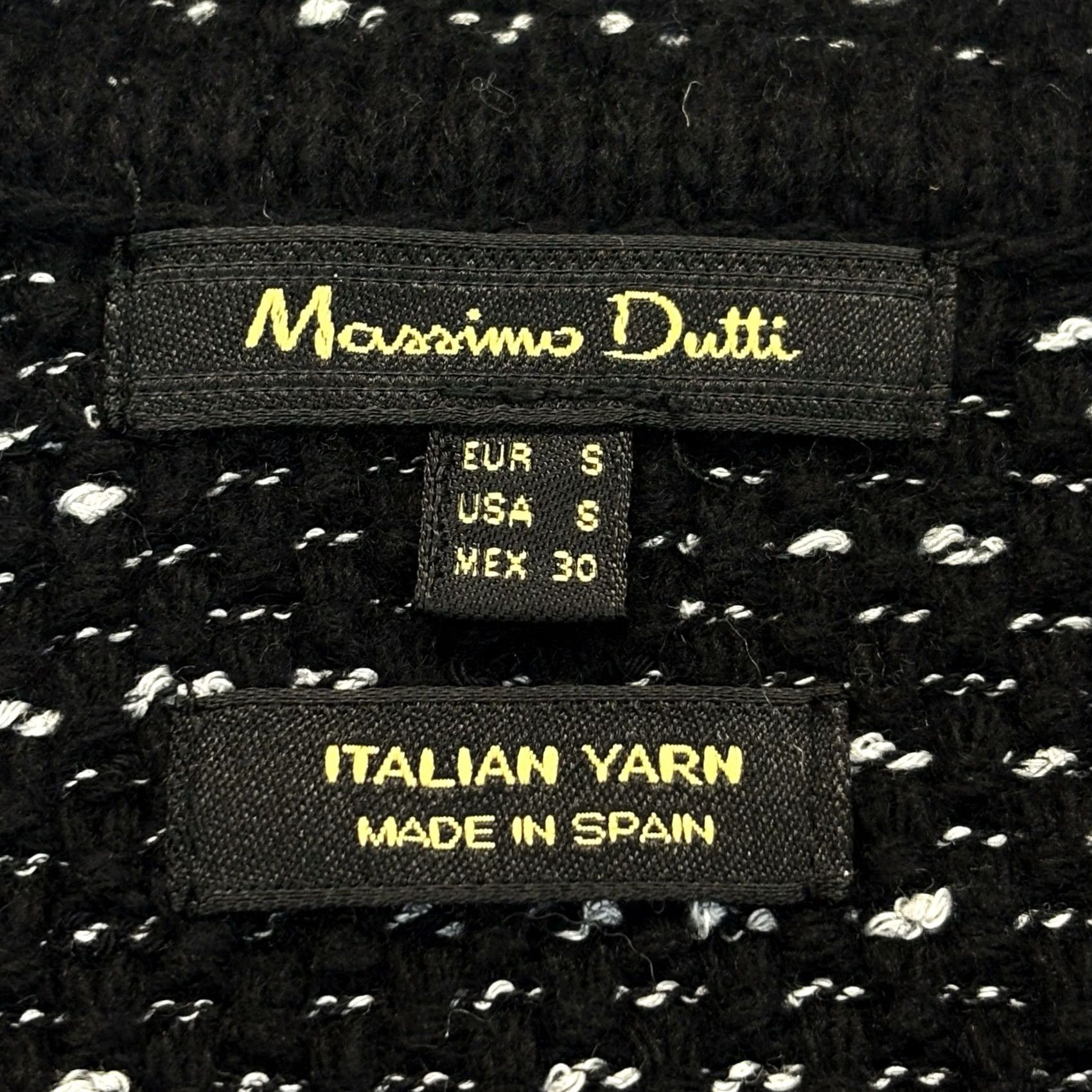 Massimo Dutti Massimo Dutti Jacket Women's Small Italian Yarn Knit Wool Cotton Polyamide Black White Open Front Long Sleeve VGC Size S / US 4 / IT 40 - 5 Thumbnail