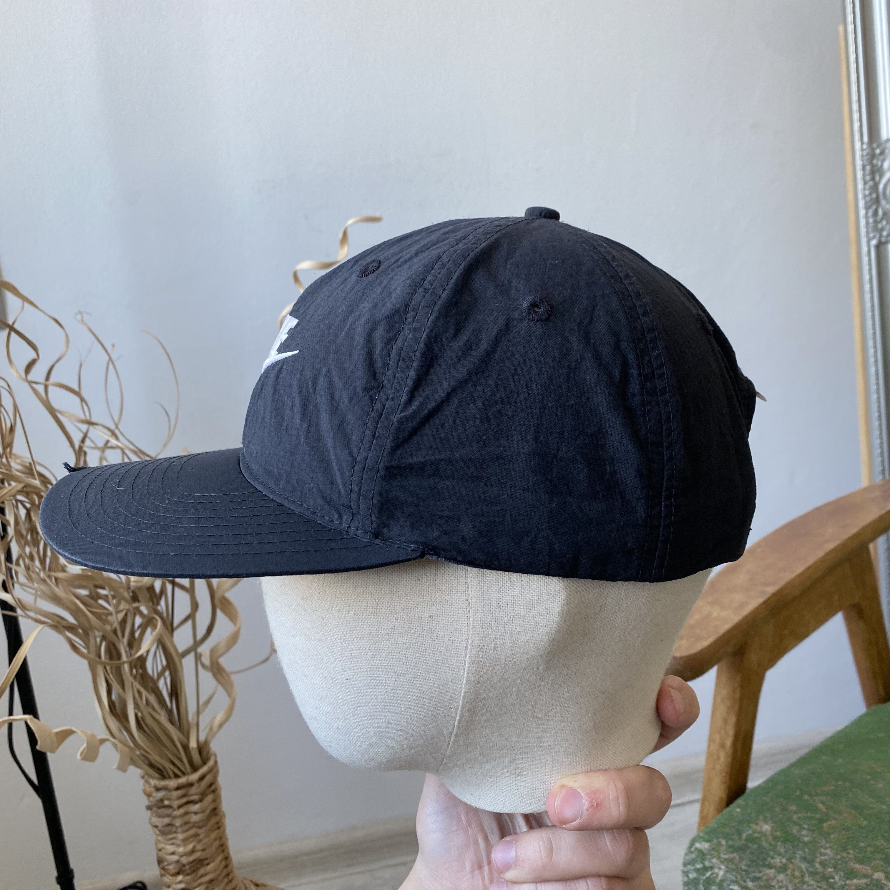 Nike 🖤 Vintage 80-90s Nike Nylon cap Big logo swoosh Dad hat Size ONE SIZE - 3 Thumbnail