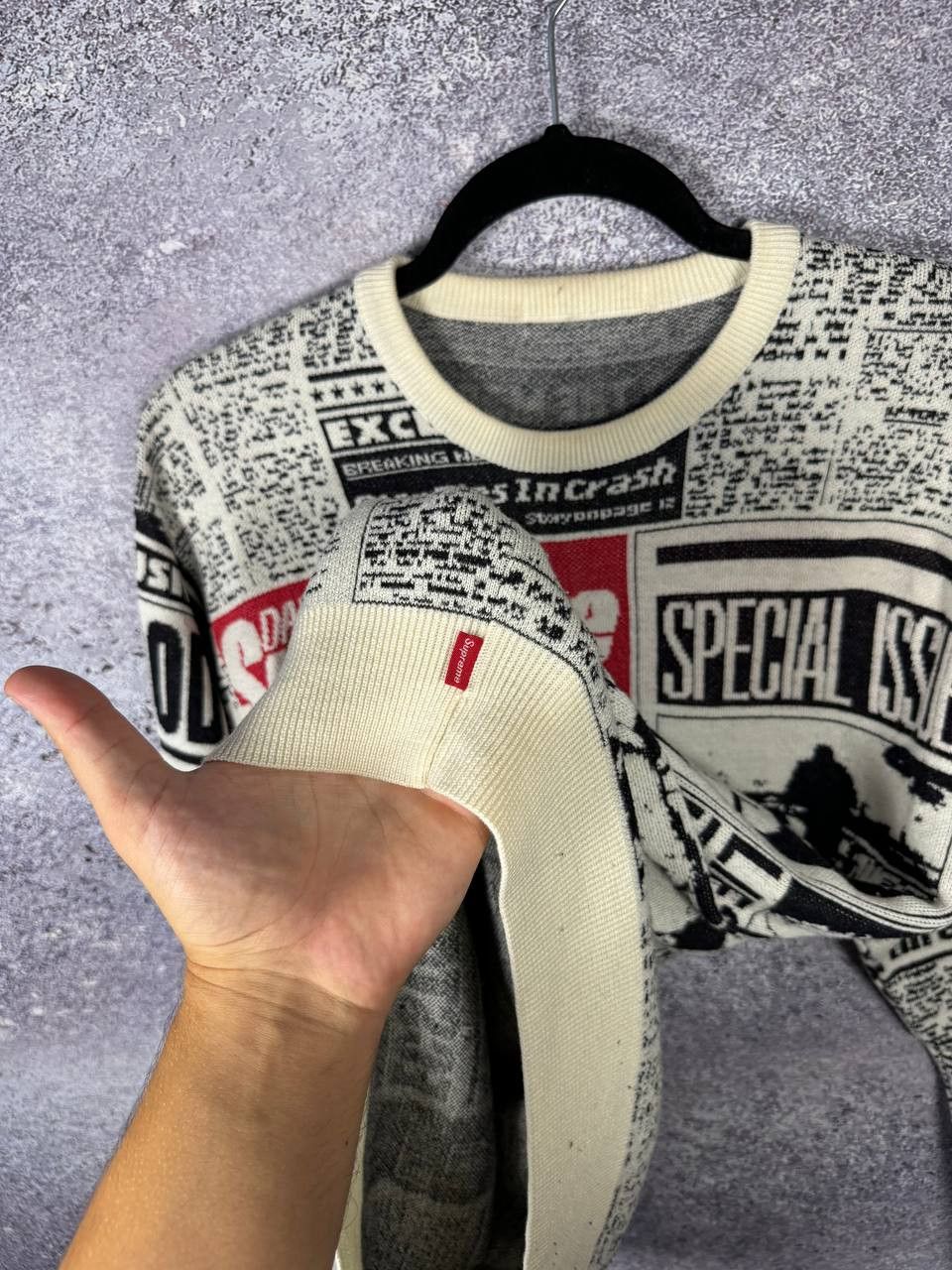 Supreme Supreme Newspaper Crewneck Merino Wool Sweater Large Size US L / EU 52-54 / 3 - 13 Thumbnail