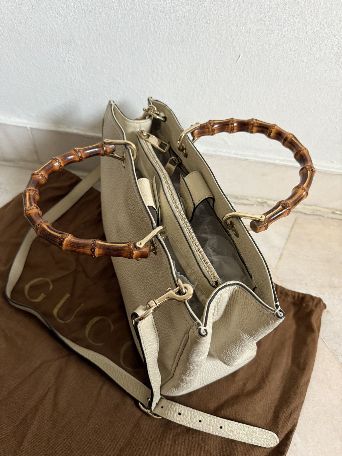 Gucci Gucci Bamboo Shopper Pebbled Leather 2 way Small Size ONE SIZE - 12 Thumbnail
