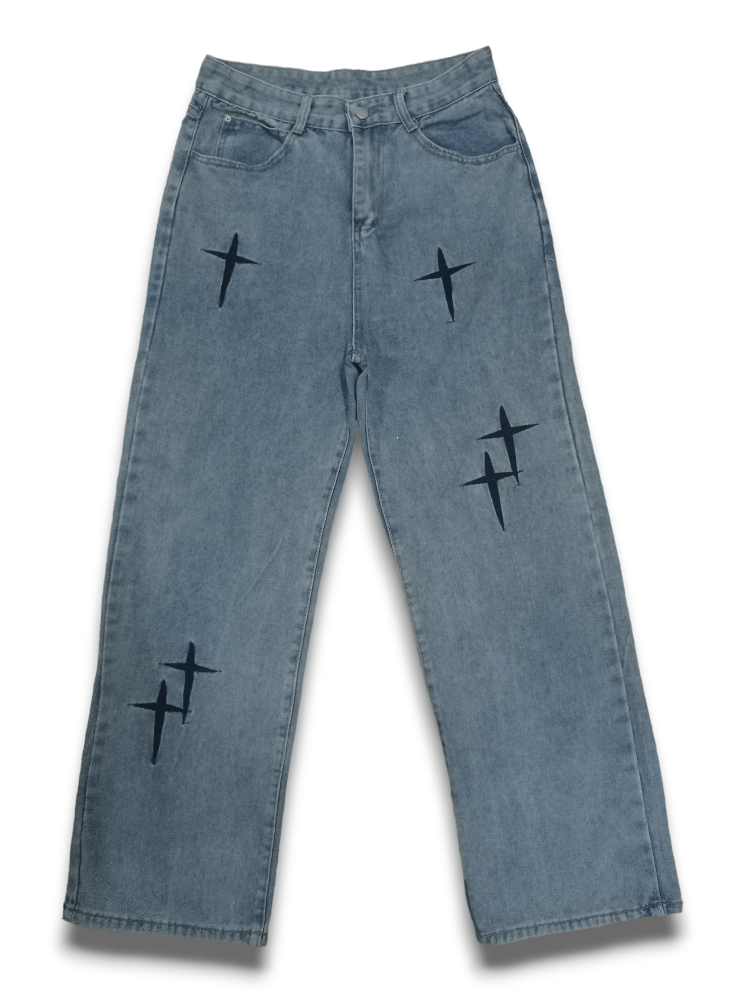 Japanese Brand Vintage Japanese Brand Cross Embroidered Baggy Jeans Size US 28 / EU 44 - 3 Thumbnail