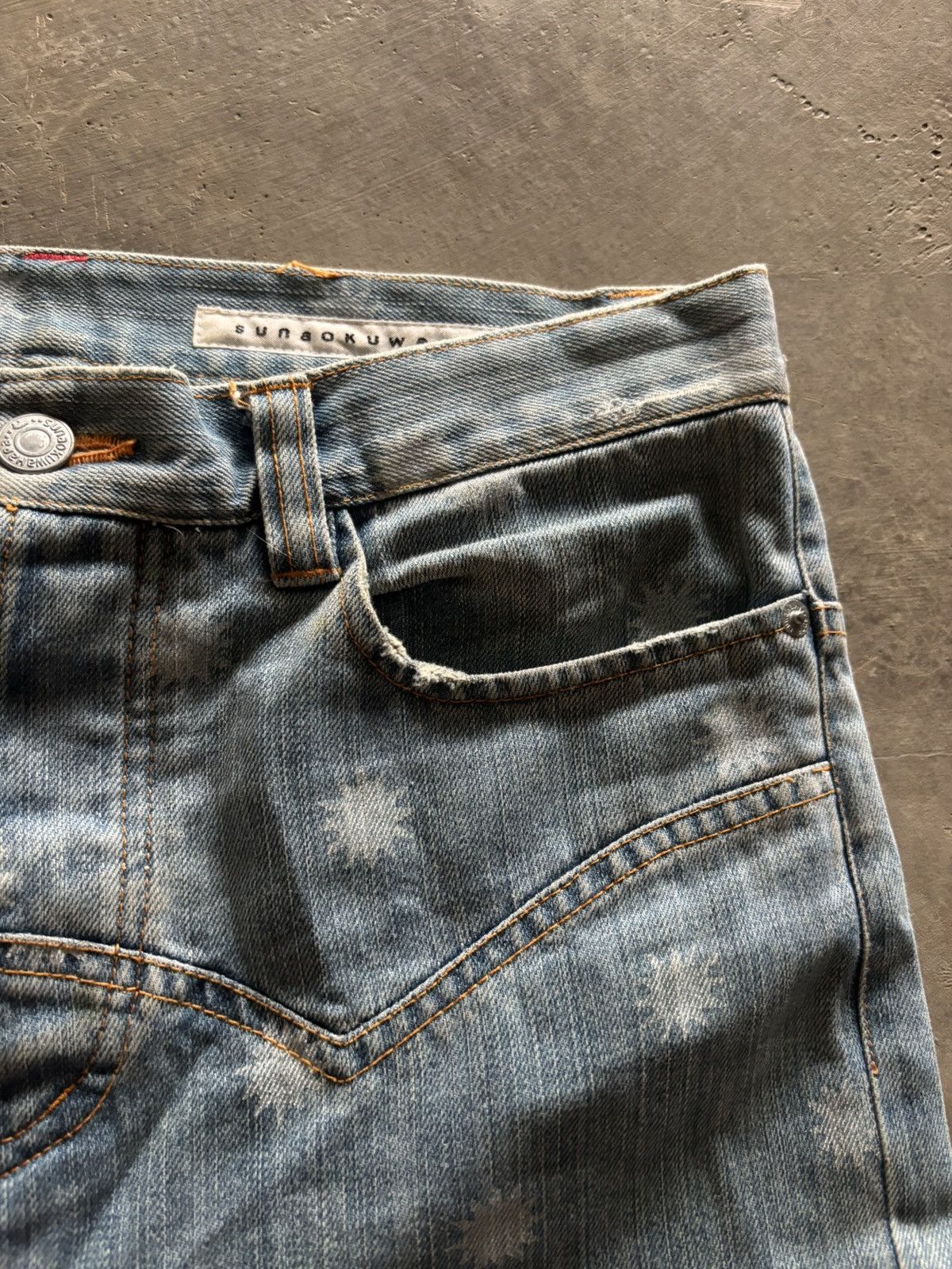 Sunao Kuwahara ISSEY MIYAKE SUNAO KUWAHARA OVERPRINT BUCKLE BACK WESTERN Size 31" - 9 Thumbnail