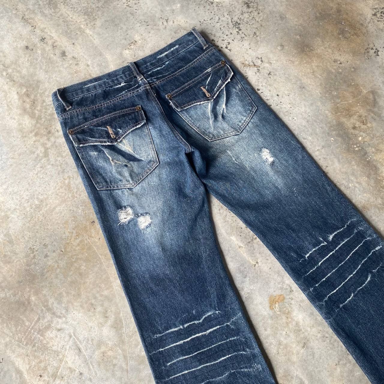 LOWBOX ARCHIVE Lowbox "Shredded" Distressed Flare Cyberpunk Size US 29 - 13 Thumbnail