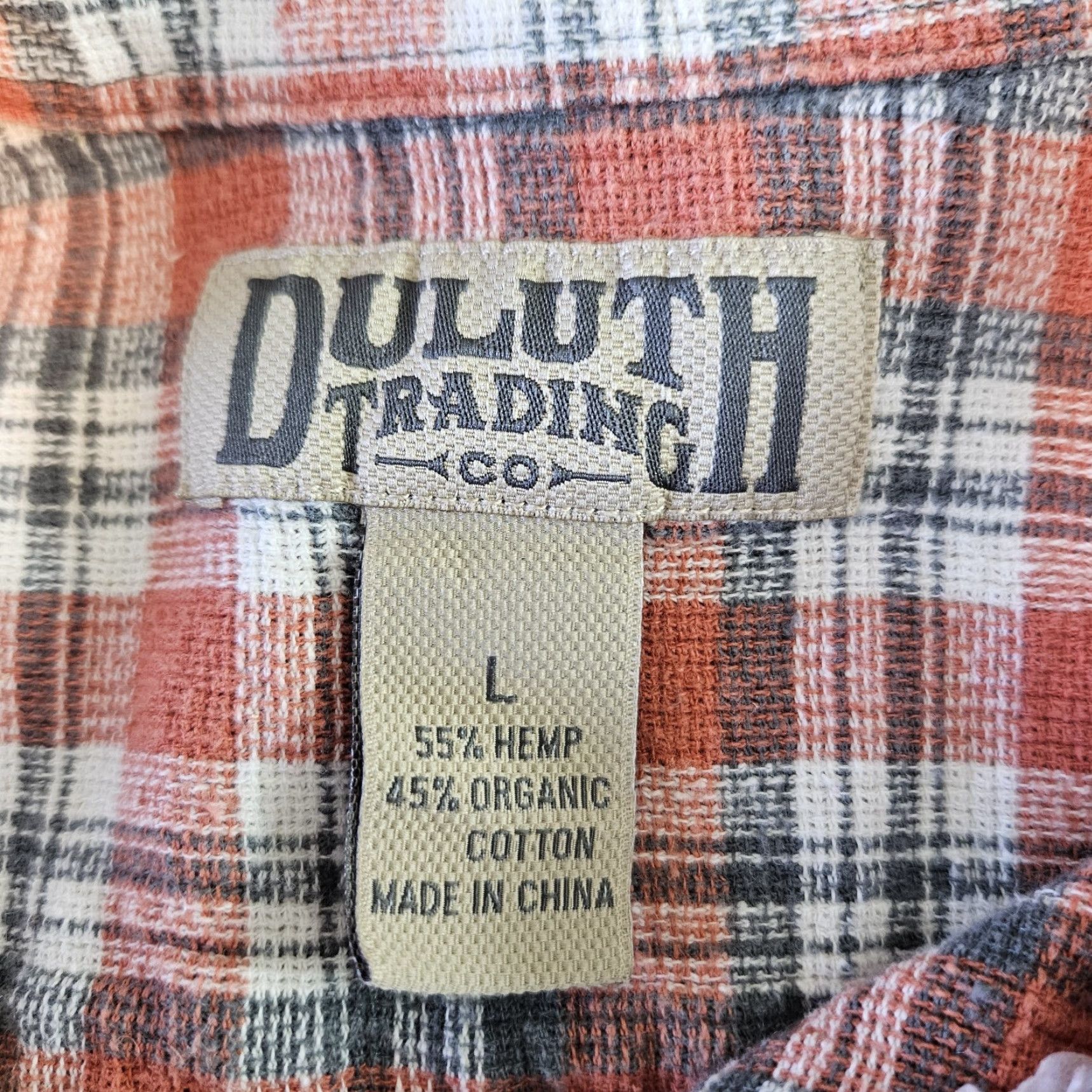 Vintage Duluth Mens Shirt Short Sleeve Button-Up Plaid Orange Hemp Cotton Blend Large, Size L Size US L / EU 52-54 / 3 - 4 Thumbnail