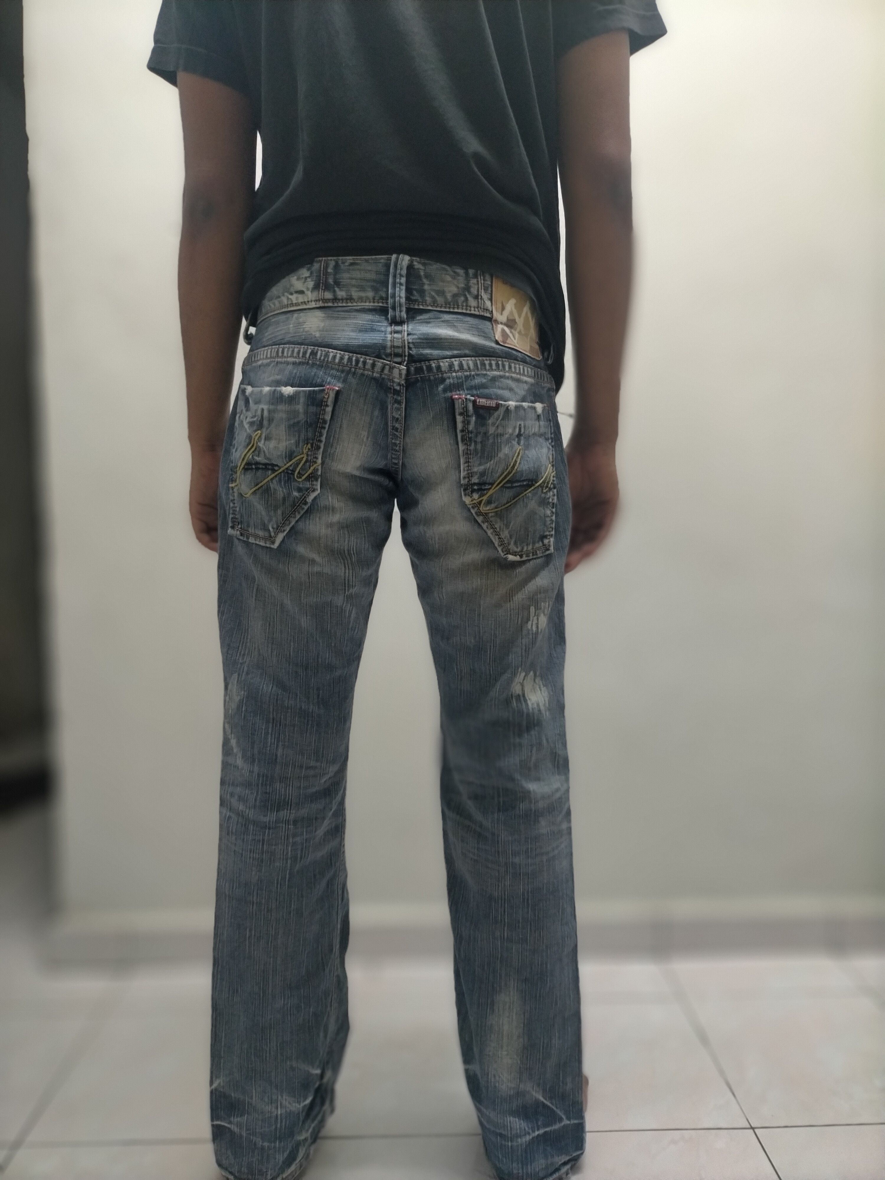 If Six Was Nine Liberto Mud Wash Flared Distressed Jeans Size US 31 - 9 Thumbnail