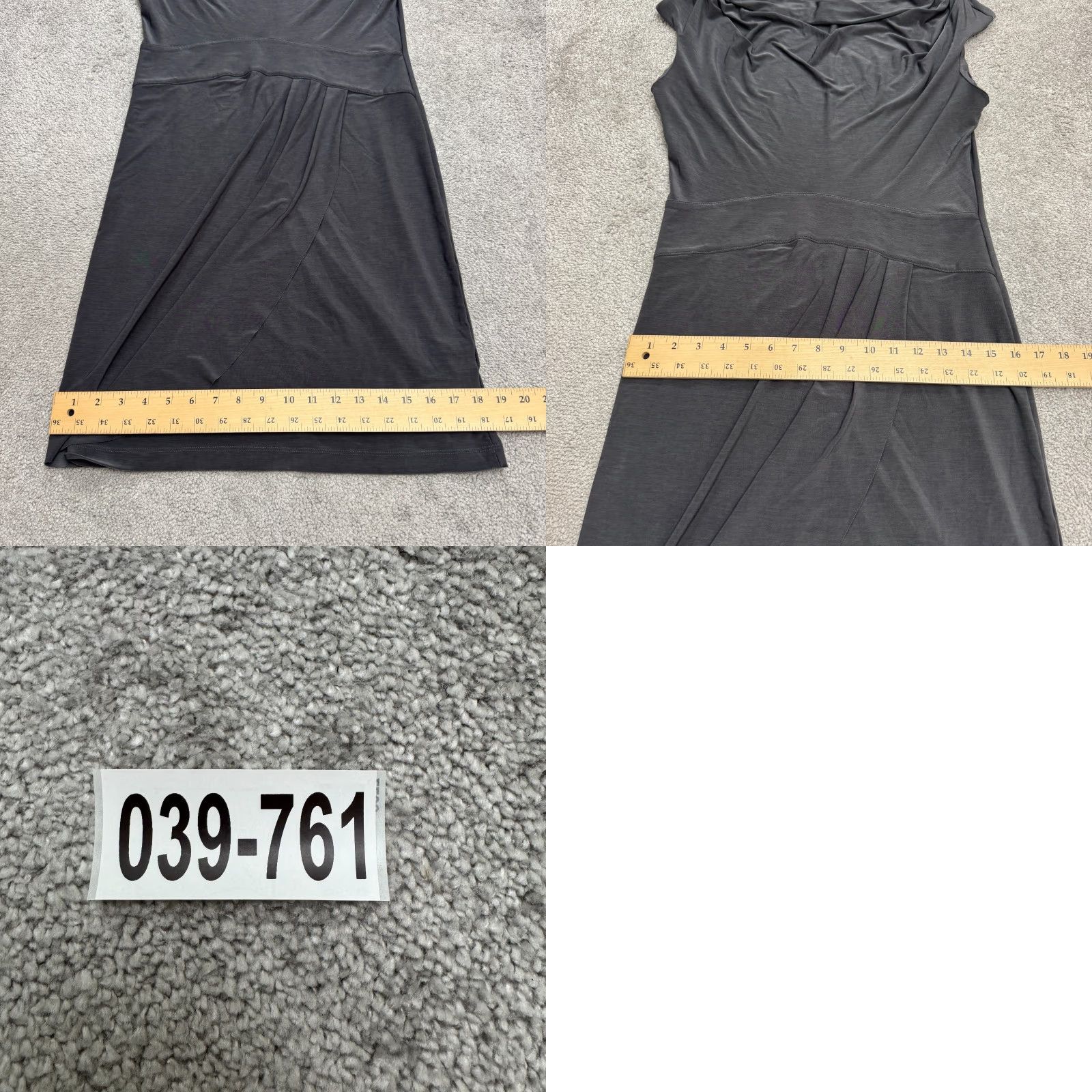 Vintage Komarov Women's Dress Cowl Neck Ruched Asymmetrical Knee Length Gray Large Size L / US 10 / IT 46 - 9 Thumbnail