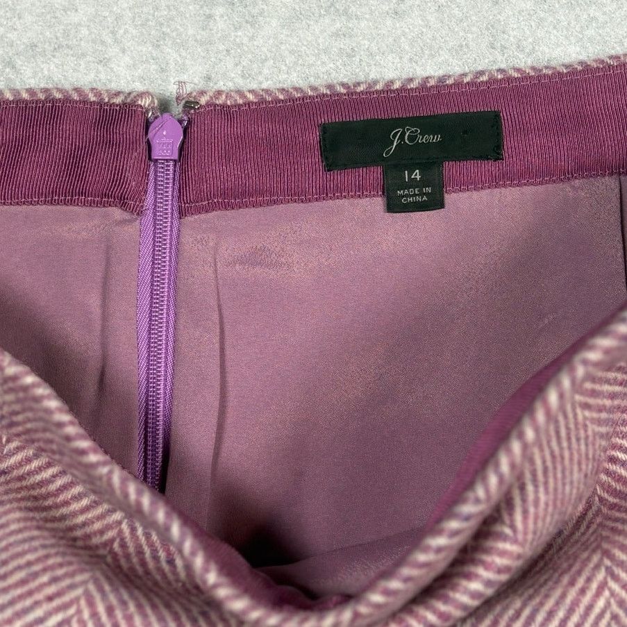 J.Crew J.Crew Pink Herringbone Mini Skirt Wool Blend Preppy #0523 Size 36" / US 14 / IT 50 - 3 Thumbnail