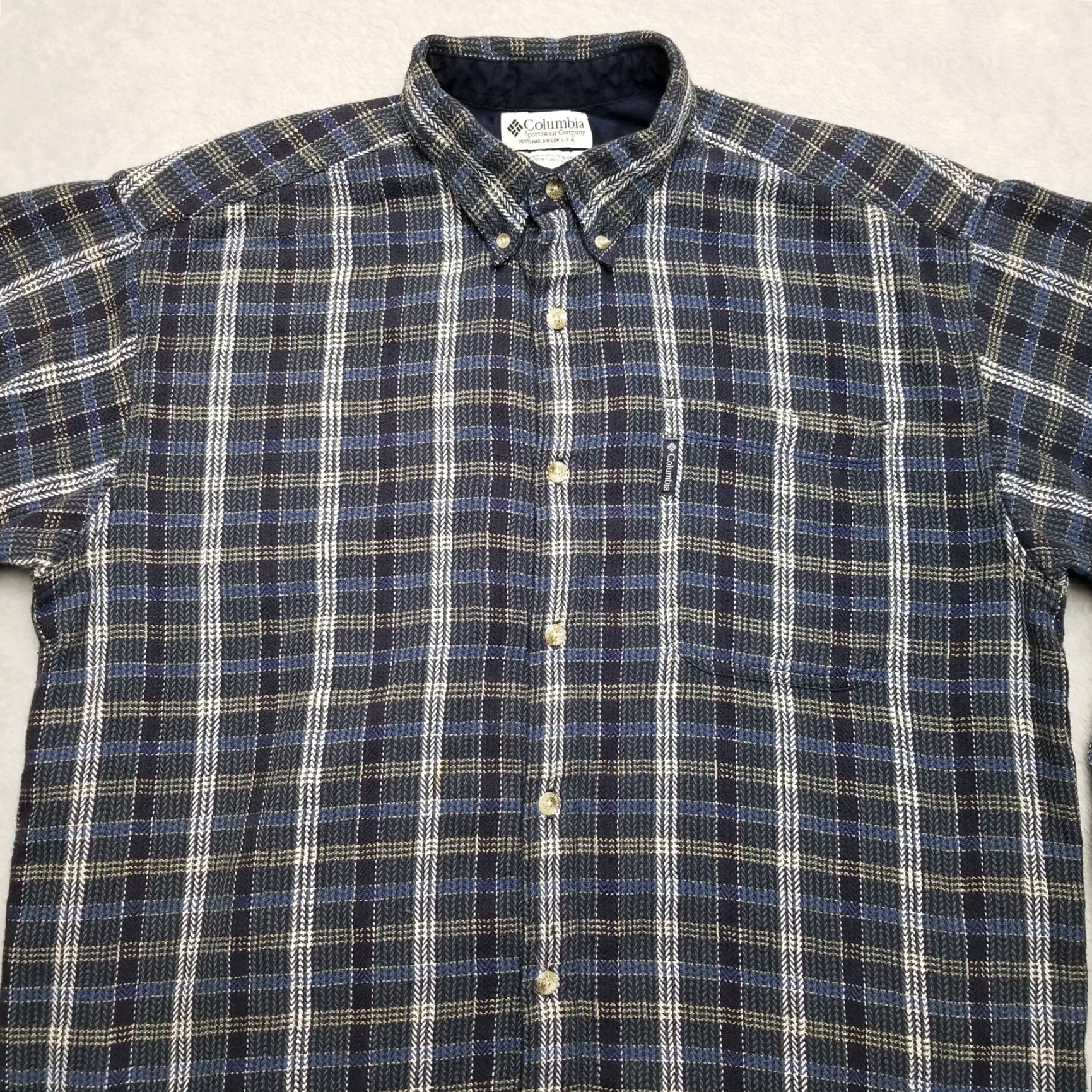 Vintage VINTAGE Columbia Shirt Mens XL Blue Plaid Button Long Sleeve 100% Cotton Casual Size US XL / EU 56 / 4 - 2 Thumbnail