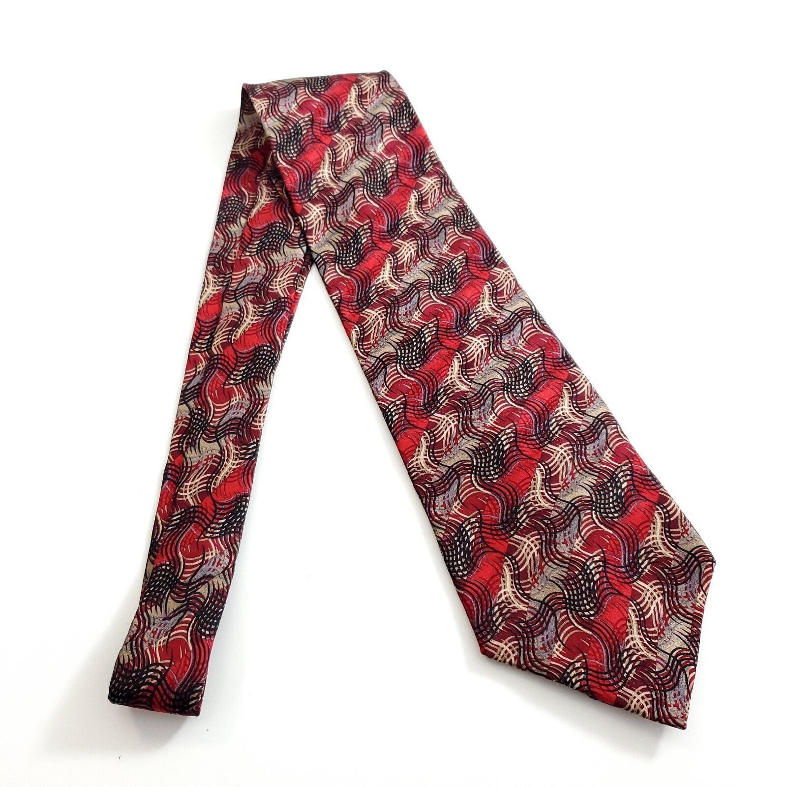 Liz Claiborne Crazy Horse Claiborne Stain Resistant Print Red Tan Abstract Size ONE SIZE - 7 Thumbnail