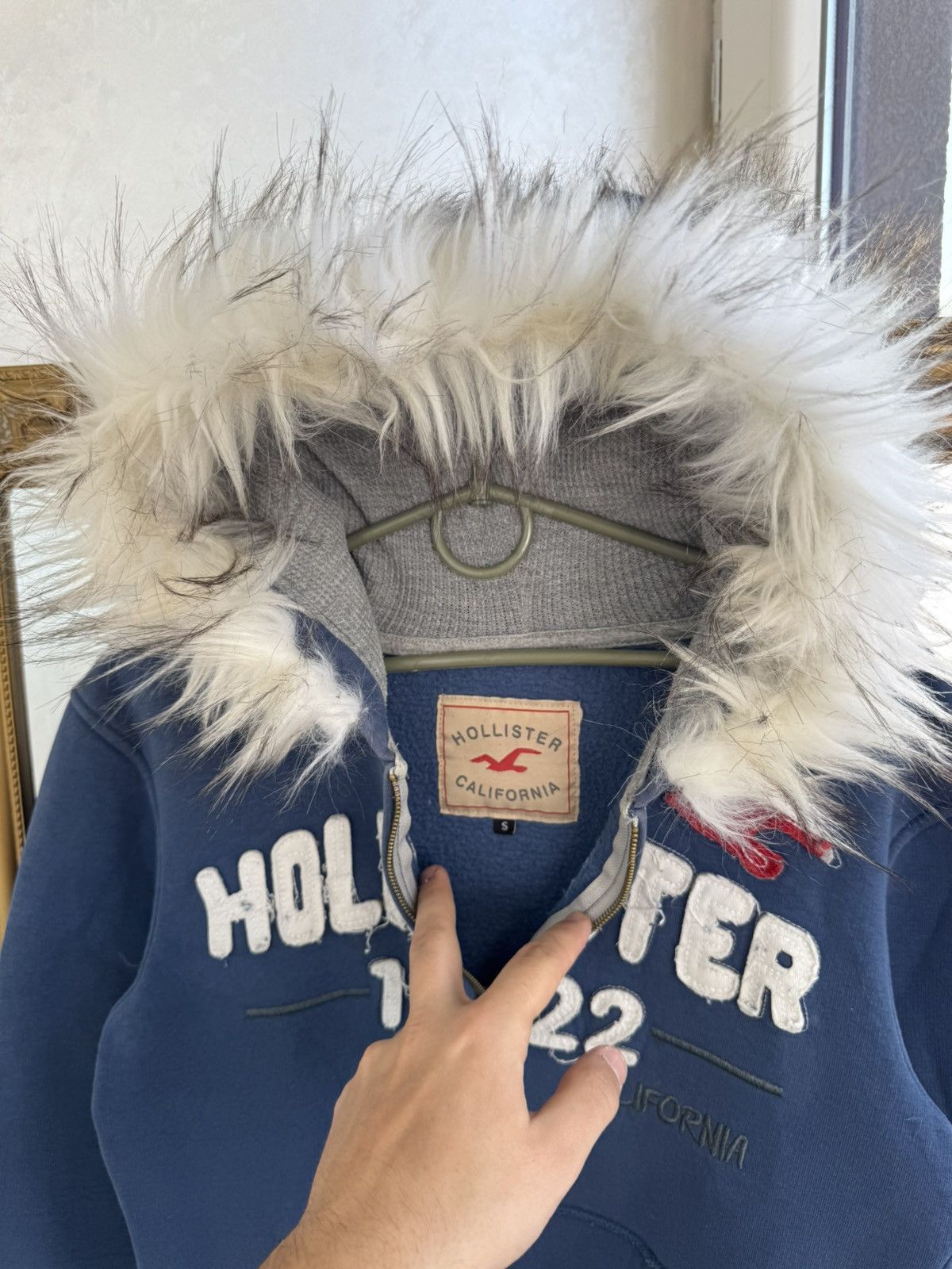 If Six Was Nine Vtg Y2K If6was9 LGB Goa Vibe Holister fur Zip Hood Size S / US 4 / IT 40 - 4 Thumbnail