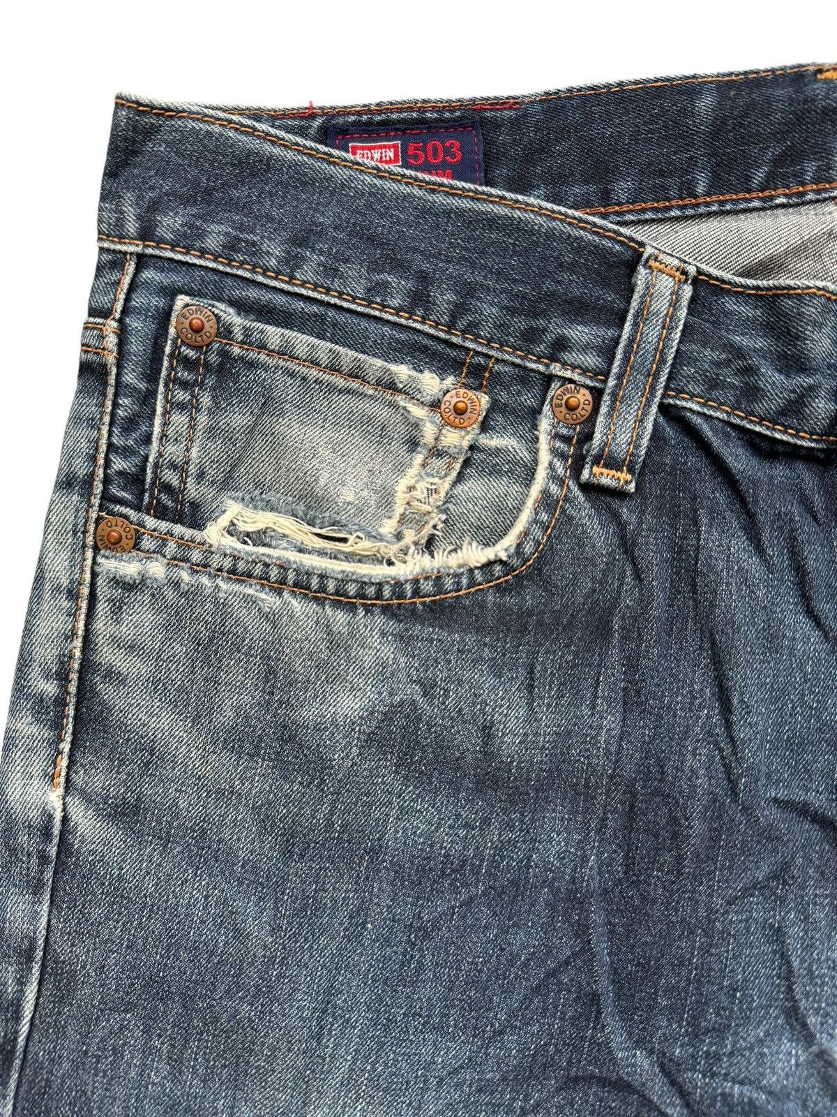 Edwin VINTAGE EDWIN 503ZZ DISTRESSED DENIM JEANS Size US 35 - 6 Thumbnail