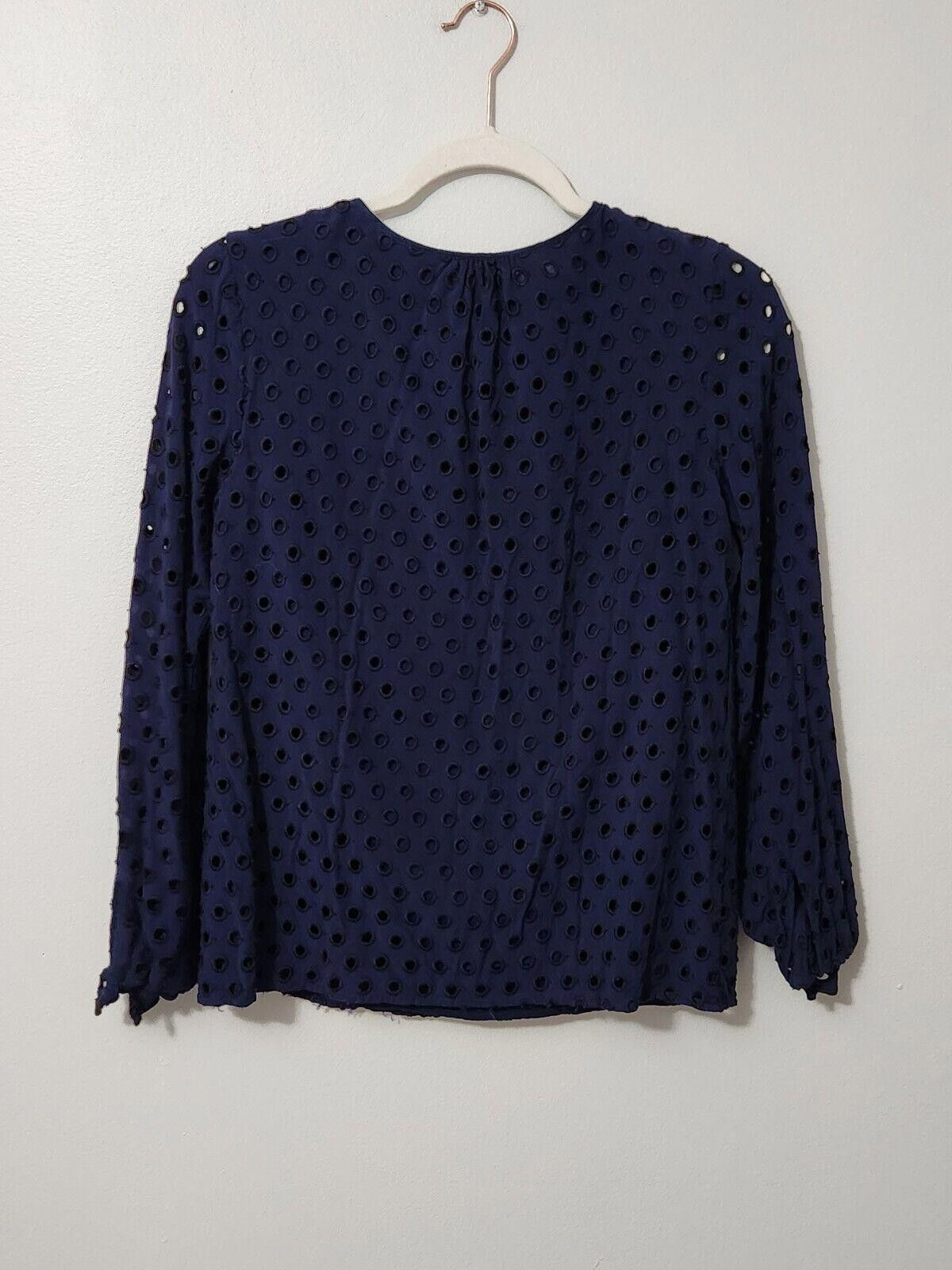 Boden Boden Top Size 4 Blue Long Sleeve Eyelet Blouse Classy Size S / US 4 / IT 40 - 4 Thumbnail