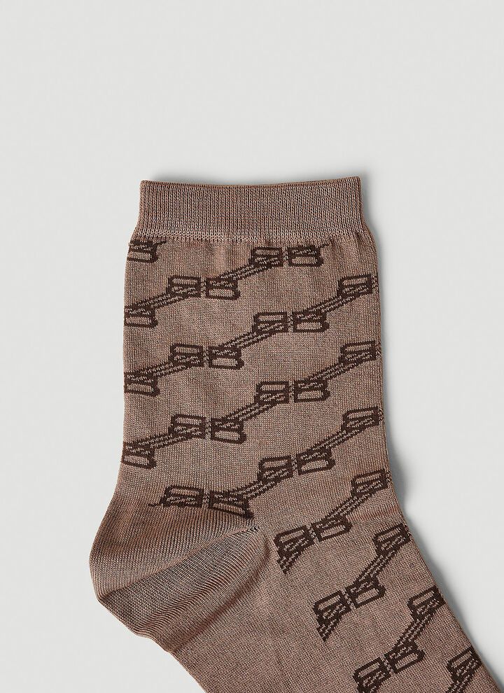 Balenciaga o1mt1gz0724 Size: OS / Monogram Socks in Beige Size ONE SIZE - 3 Thumbnail