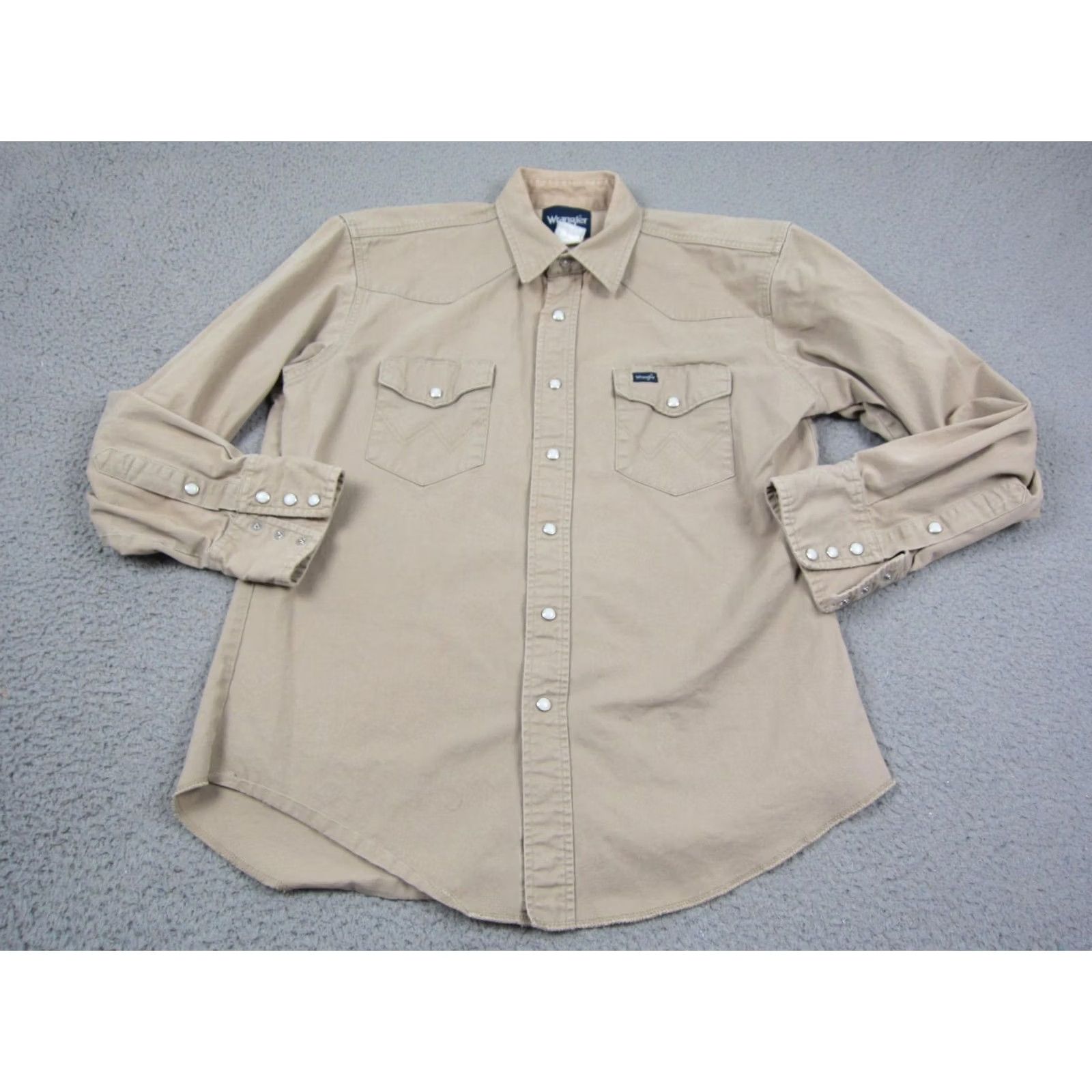Wrangler VINTAGE Wrangler Shirt Womens L Brown Pearl Snap Western Cowboy Rodeo Canvas Size L / US 10 / IT 46 - 2 Thumbnail