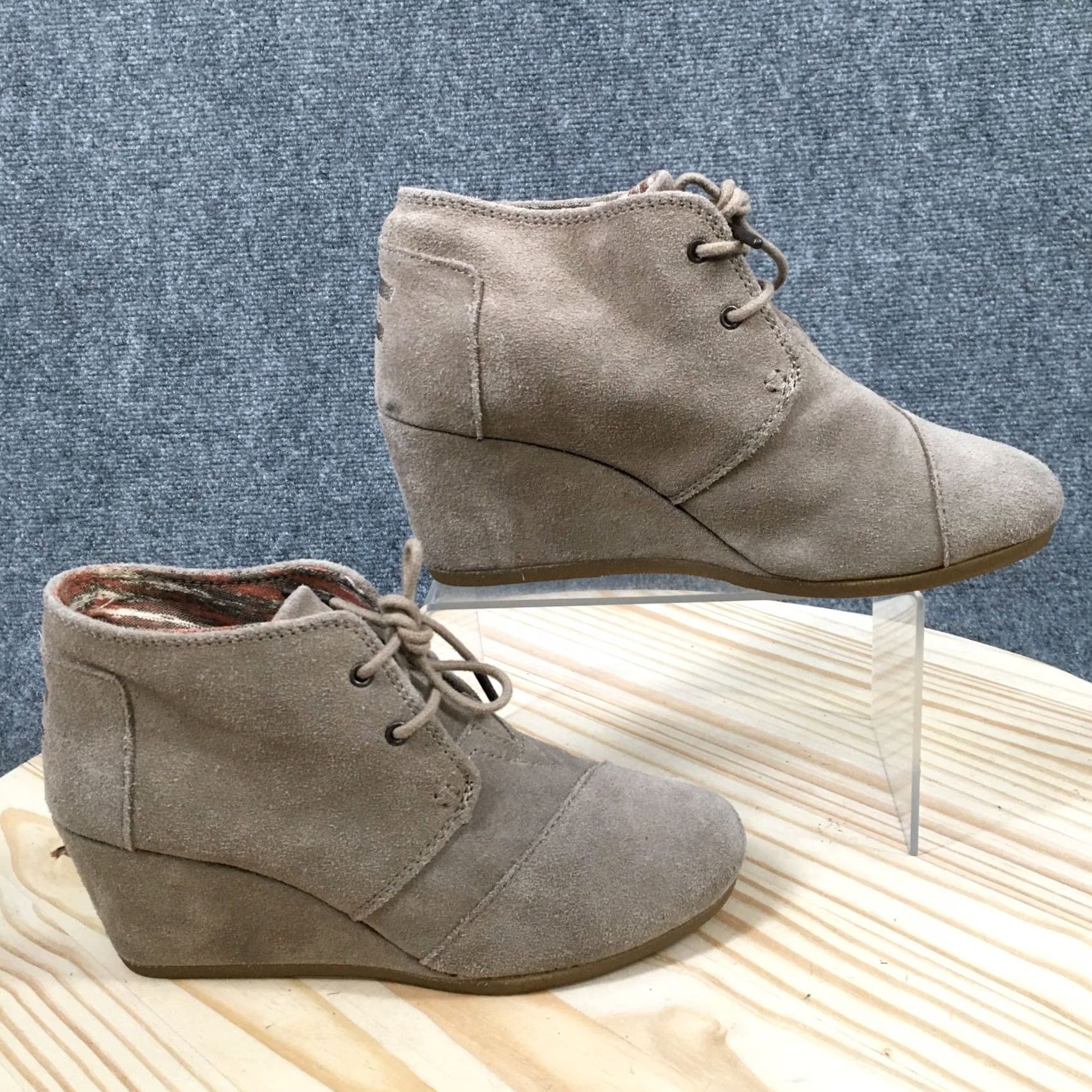 Toms TOMS Boots Womens 8 Lace Up Desert Wedge Ankle Bootie Brown Suede Casual Boot Size US 8 / IT 38 - 2 Thumbnail