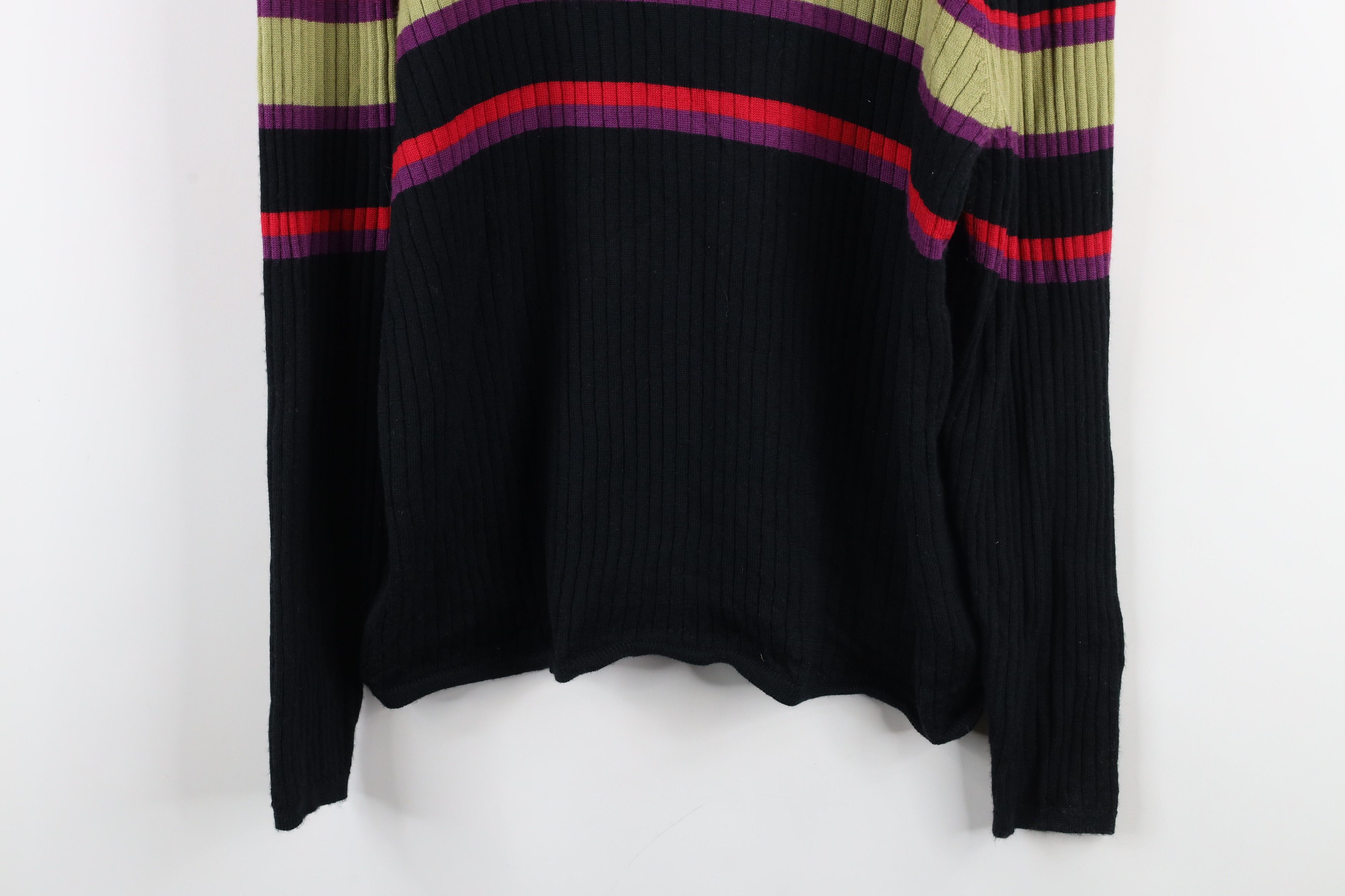 Vintage Vintage 90s Streetwear Wool Striped Knit Turtleneck Sweater Size XL / US 12-14 / IT 48-50 - 3 Thumbnail