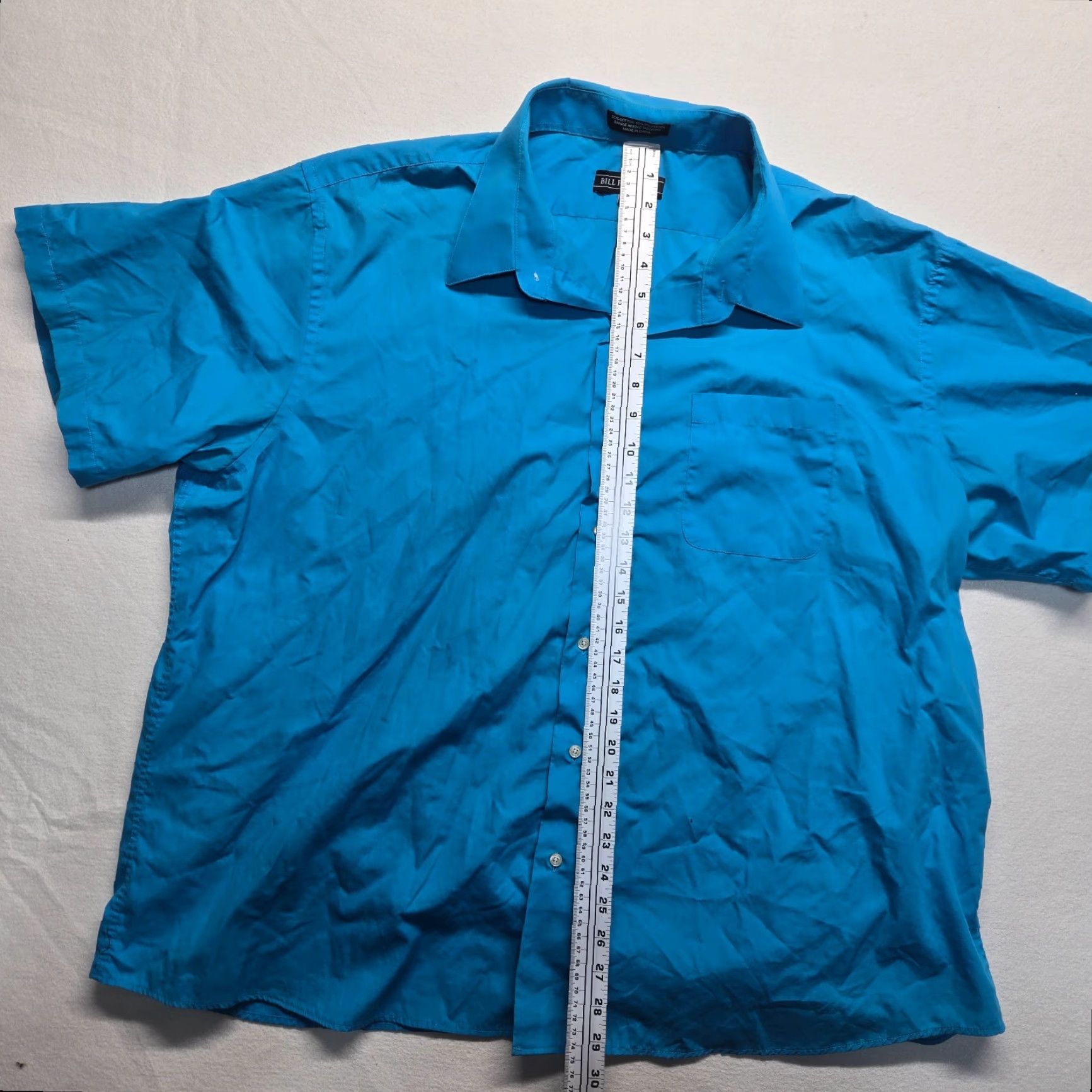 Vintage Bill Robinson Dress Shirt Solid Blue Button-Down 3X Big & Tall Adult Mens Shirt Size 48R - 6 Thumbnail