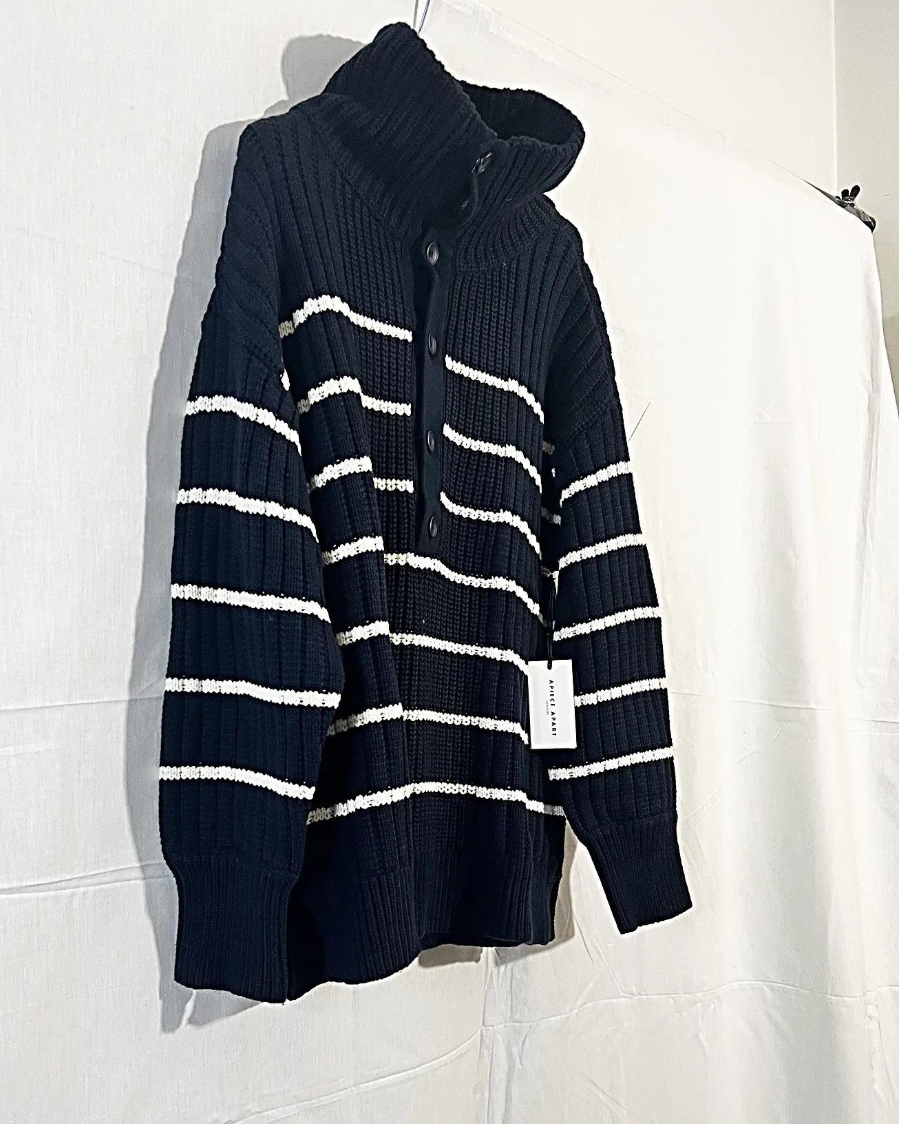 Apiece Apart Cashmere Blend Paloma Oversized Striped Size L / US 10 / IT 46 - 3 Thumbnail