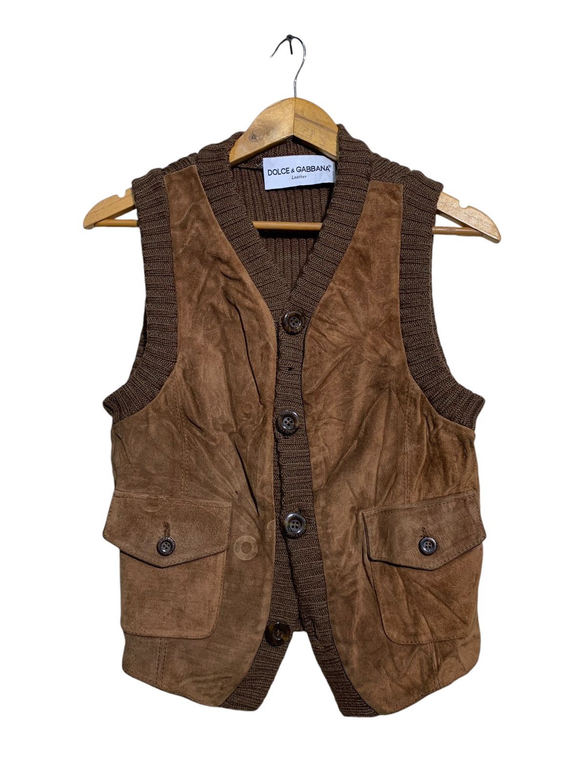 Dolce & Gabbana 🔥D&G LEATHER VEST BROWN Size US M / EU 48-50 / 2 - 1 Thumbnail