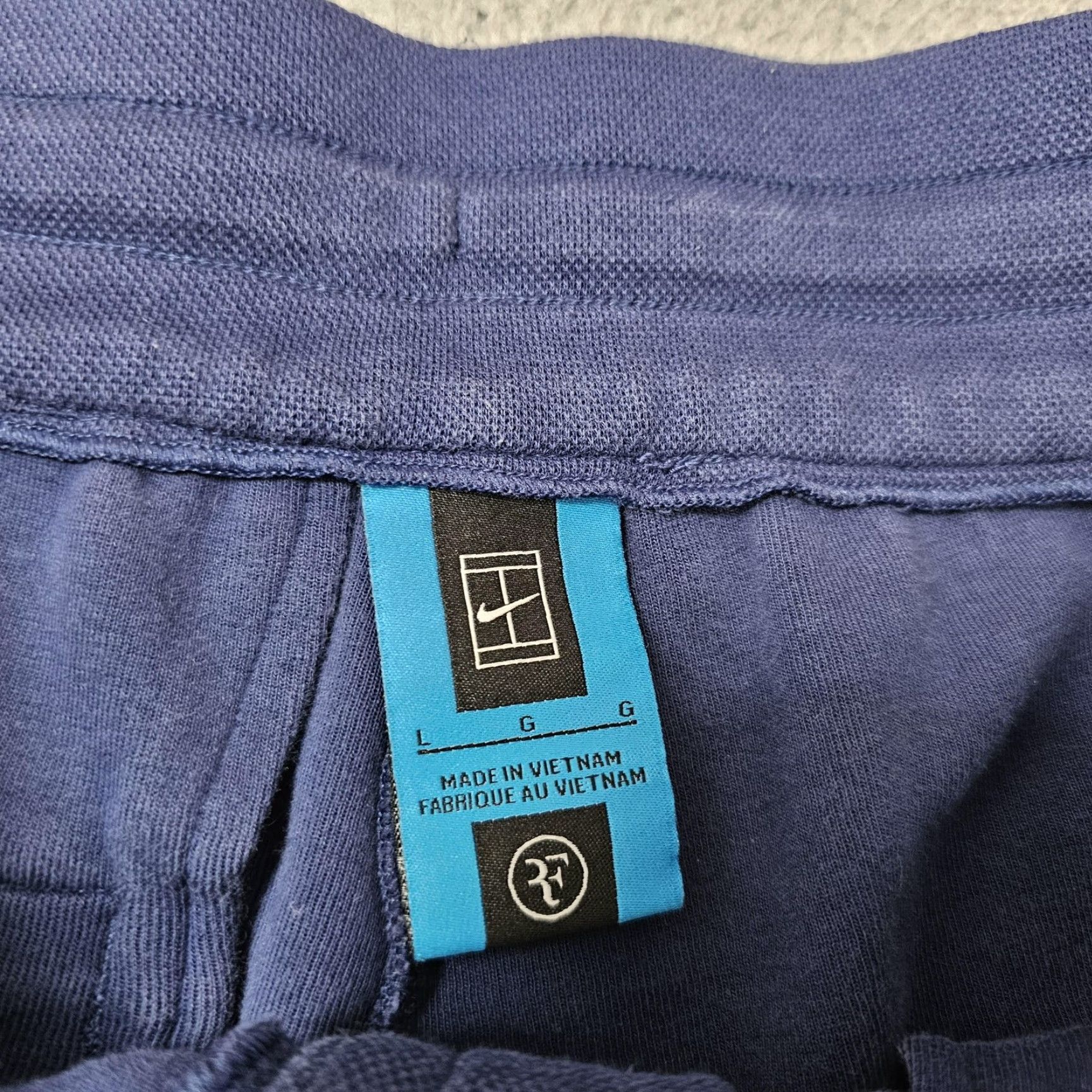 Nike NikeCourt RF Shorts Mens Large Navy Blue Roger Federer Tennis Knit Drawstring Pockets Elastic Waist Size US 33 - 3 Thumbnail