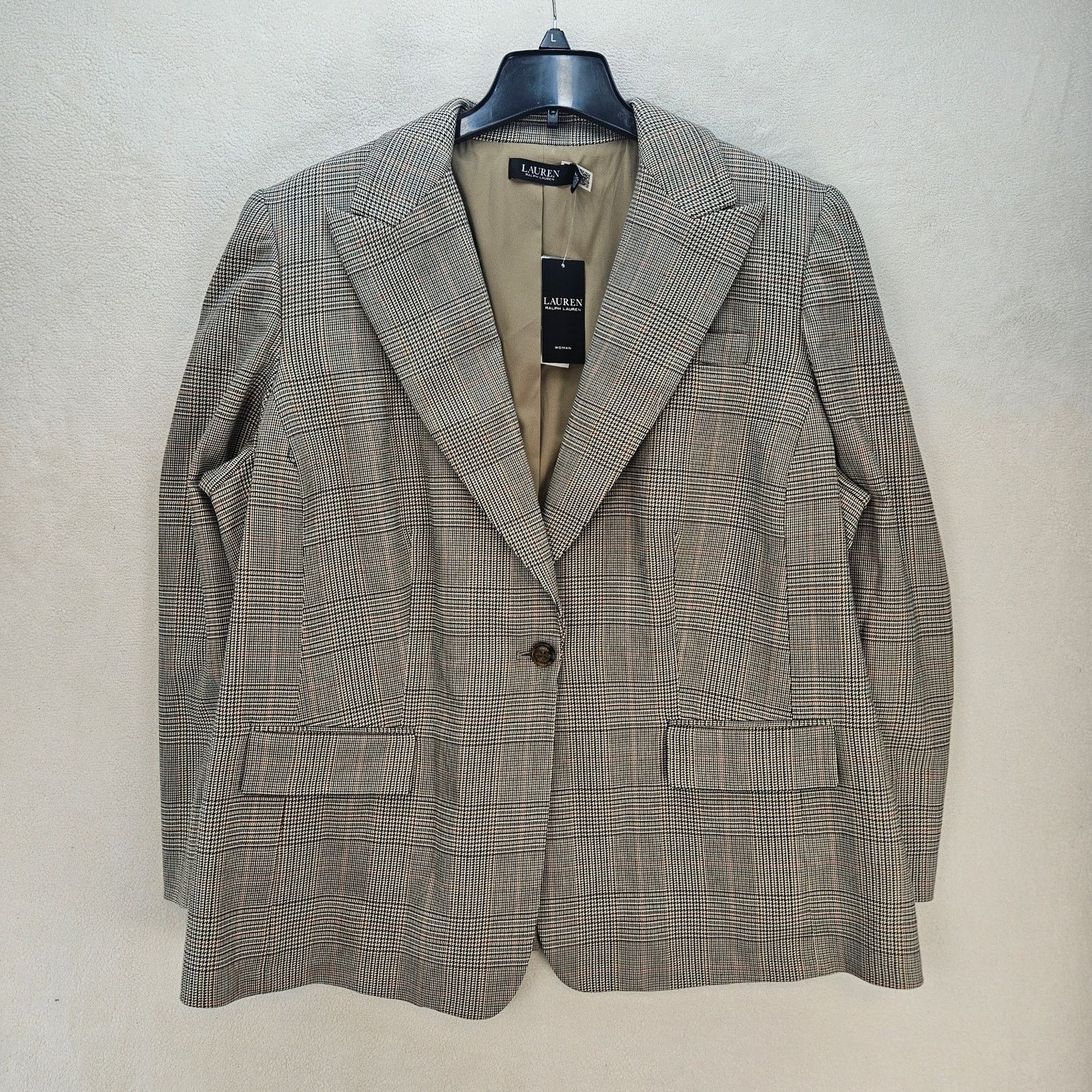 Ralph Lauren RALPH LAUREN WOMEN'S 20W GLEN PLAID COTTON-BLEND TWILL BLAZE Size 3XL / US 20-22 - 1 Thumbnail