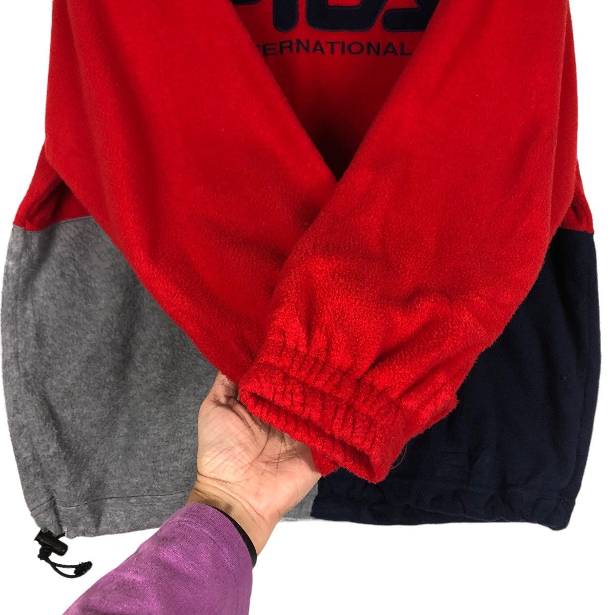 Japanese Brand 🔥Vtg Anorak Jacket Fleece Fila International Big Spell Out Size US XL / EU 56 / 4 - 12 Thumbnail