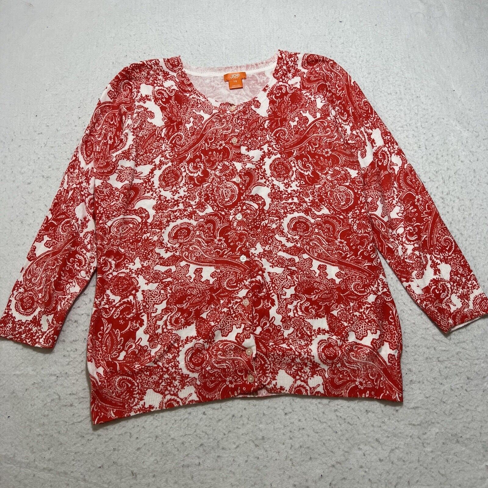 Joe Freshgoods Joe Fresh Button Down Cardigan Paisley 3/4 Sleeve Sweater Size L / US 10 / IT 46 - 1 Thumbnail