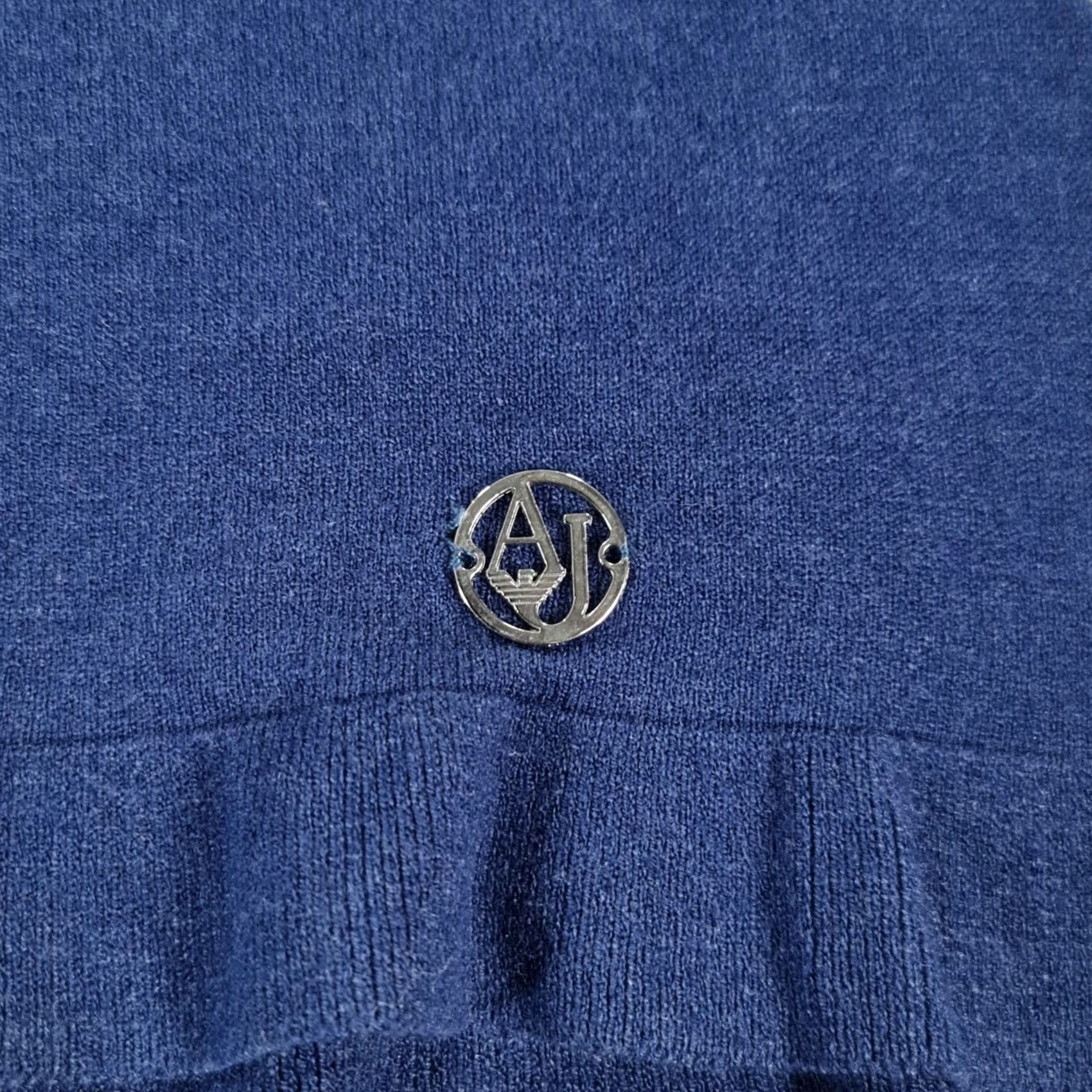 Vintage Armani Jeans Jumper Blue Medium Wool Pullover Knit Crew Neck Long Sleeve Ruffle Accents Womens Casual City Designer - No, cannot include dash. Size M / US 6-8 / IT 42-44 - 5 Thumbnail