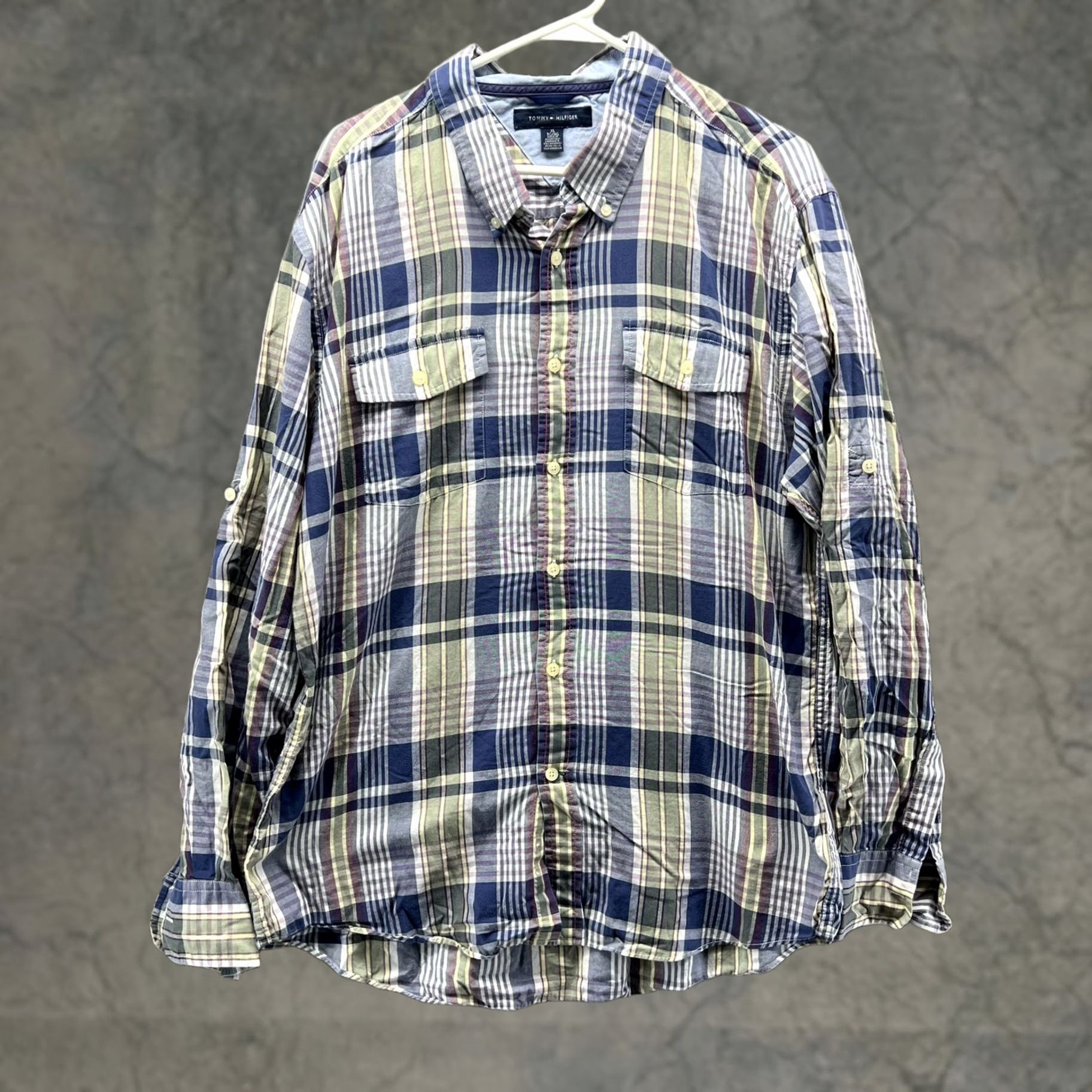 Tommy Hilfiger VINTAGE? No. Tommy Hilfiger Shirt Mens XL Blue Green Plaid Slim Fit Button Front Casual Shirt XL Blue Plaid Slim Fit Button-Front Casual Mens Size US XL / EU 56 / 4 - 1 Thumbnail