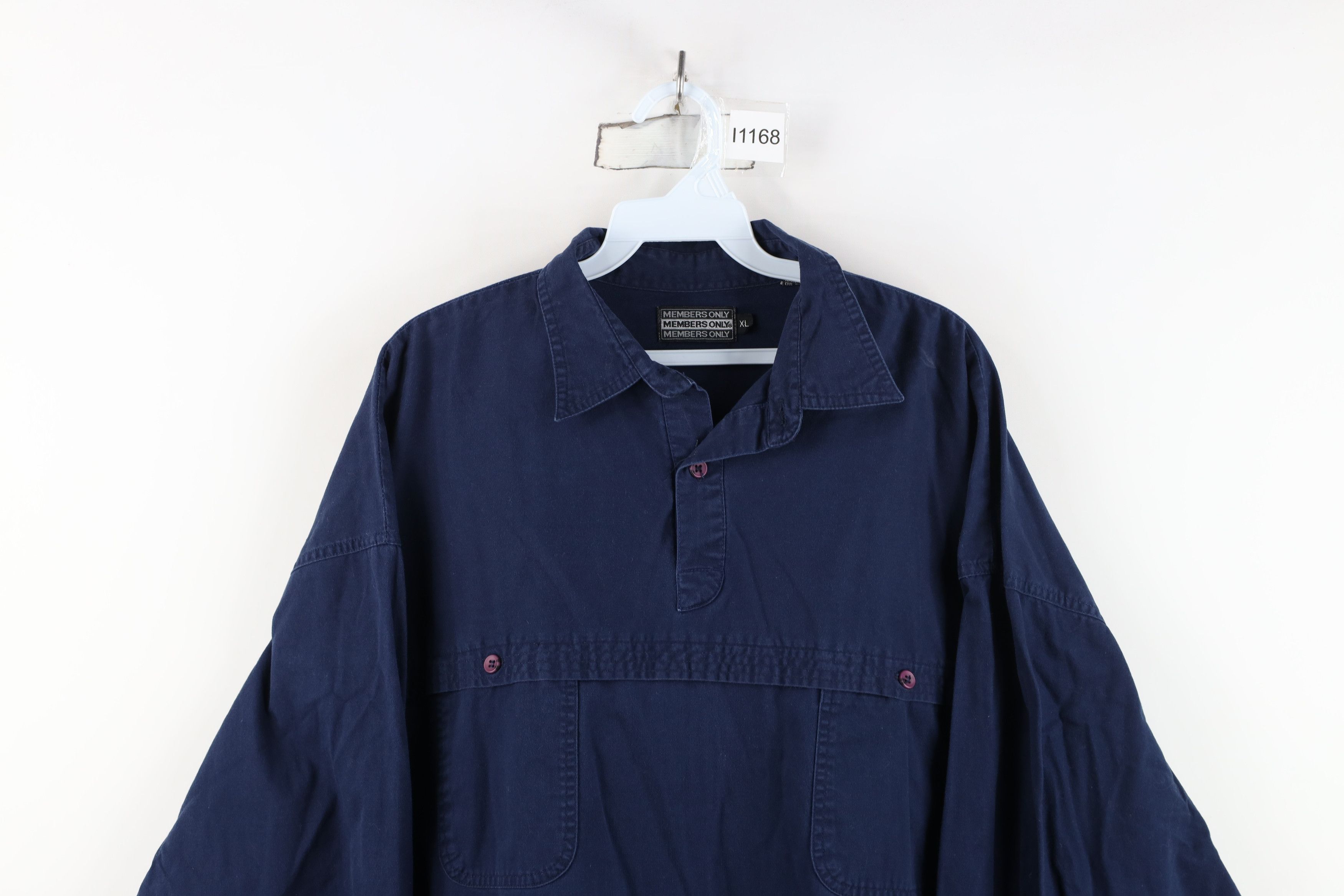Members Only Vintage 90s Members Only Collared Pullover Jacket Navy Blue Size US XL / EU 56 / 4 - 2 Thumbnail
