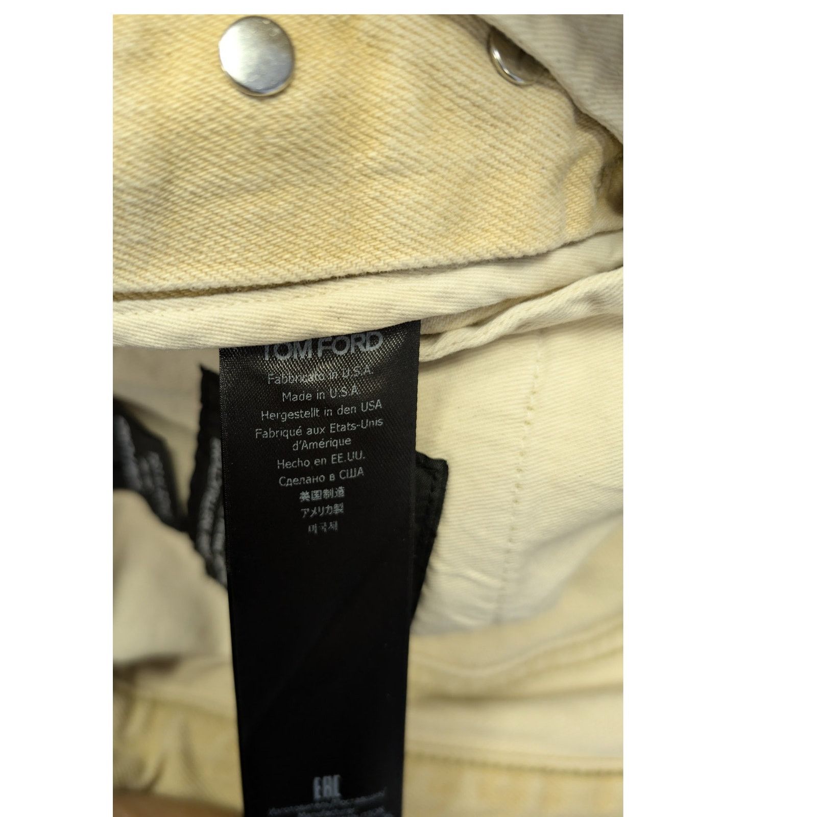 Tom Ford o1rshd1 Slim Denim Jeans in Beige Size US 29 - 17 Thumbnail