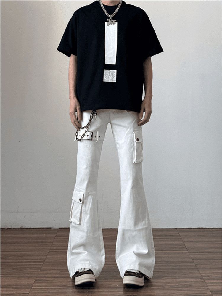 Japanese Brand White men's American straight flared cargo jeans Size US 32 / EU 48 - 1 Thumbnail