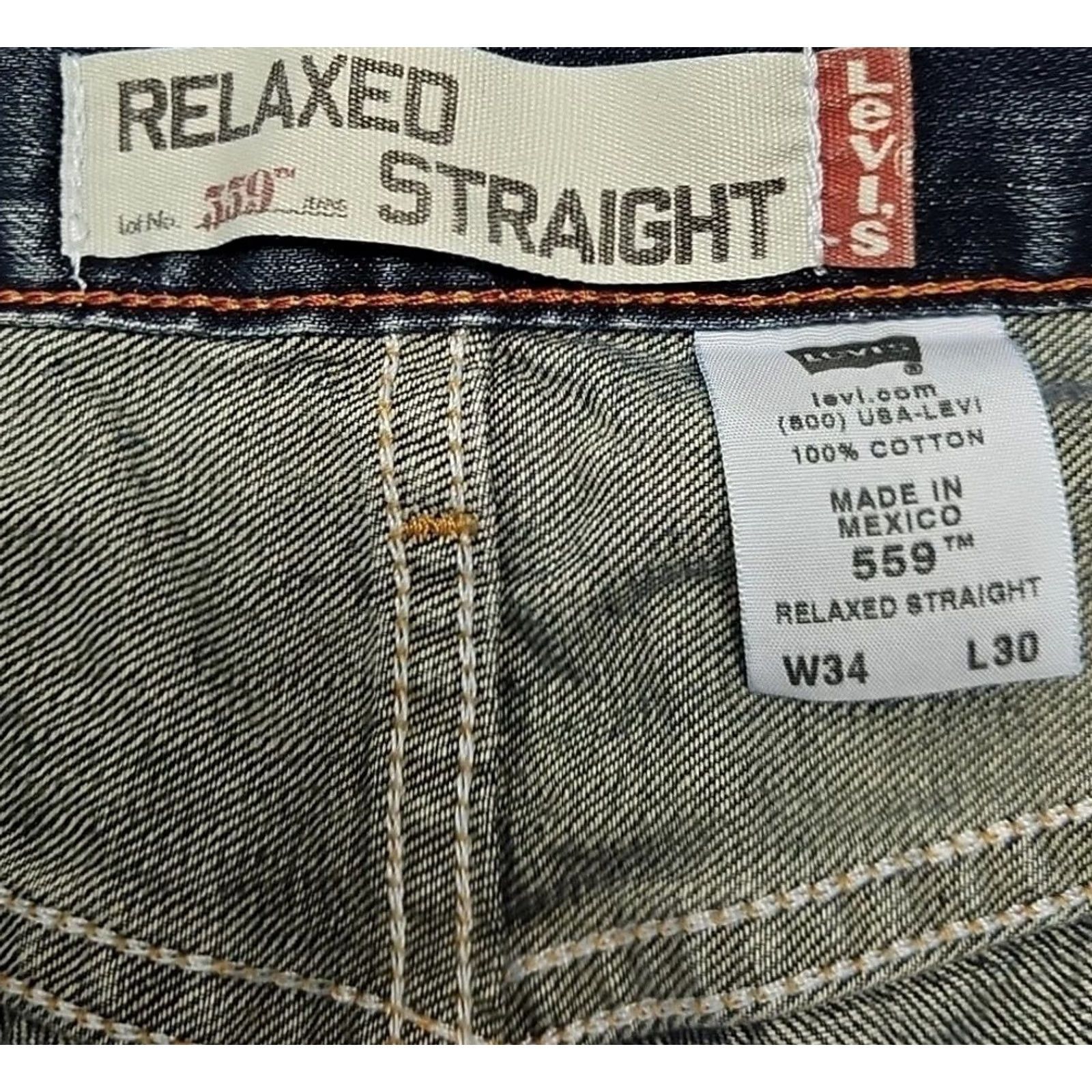 Levi's VINTAGE Levi’s 559 Jeans Men 34 Regular 30 Inseam Blue Denim Relaxed Straight Mid Rise Jeans Men Adjusted to 34x30? Size US 34 / EU 50 - 7 Thumbnail